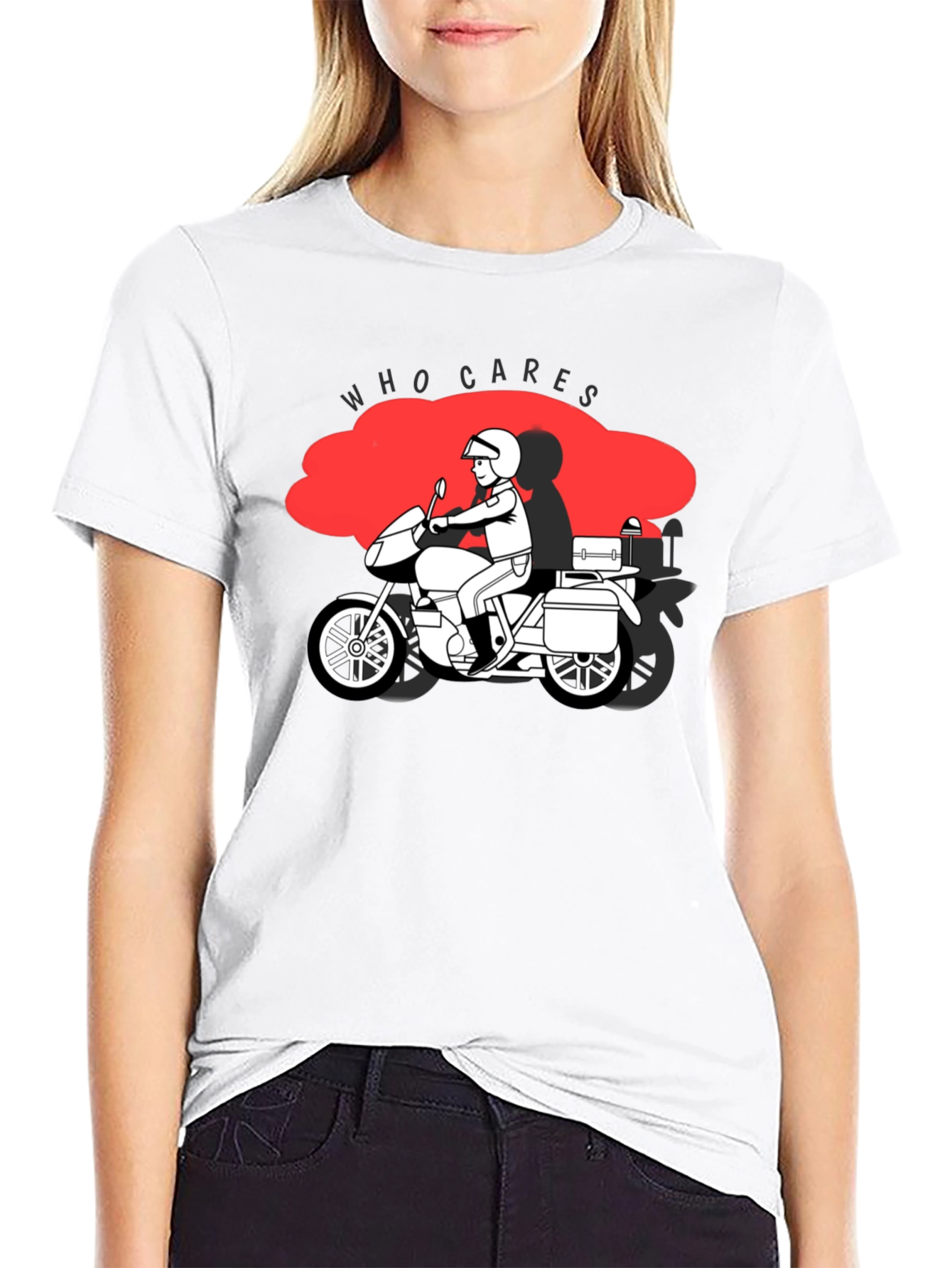 Who Cares Motorcycle Graphic T-Shirt
