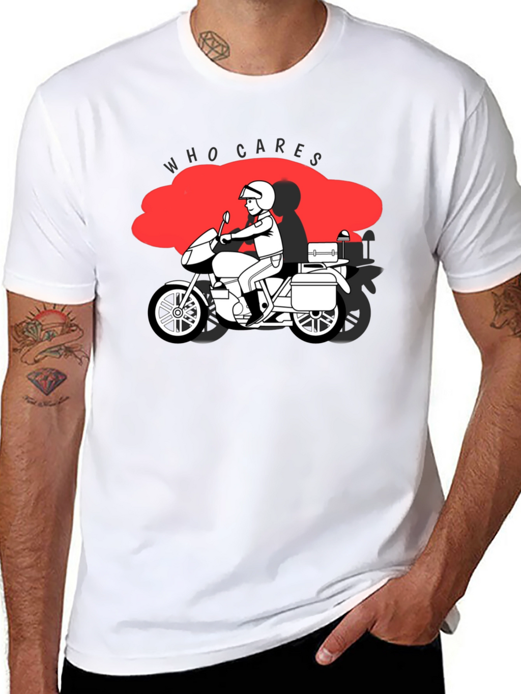 Who Cares Motorcycle Graphic T-Shirt