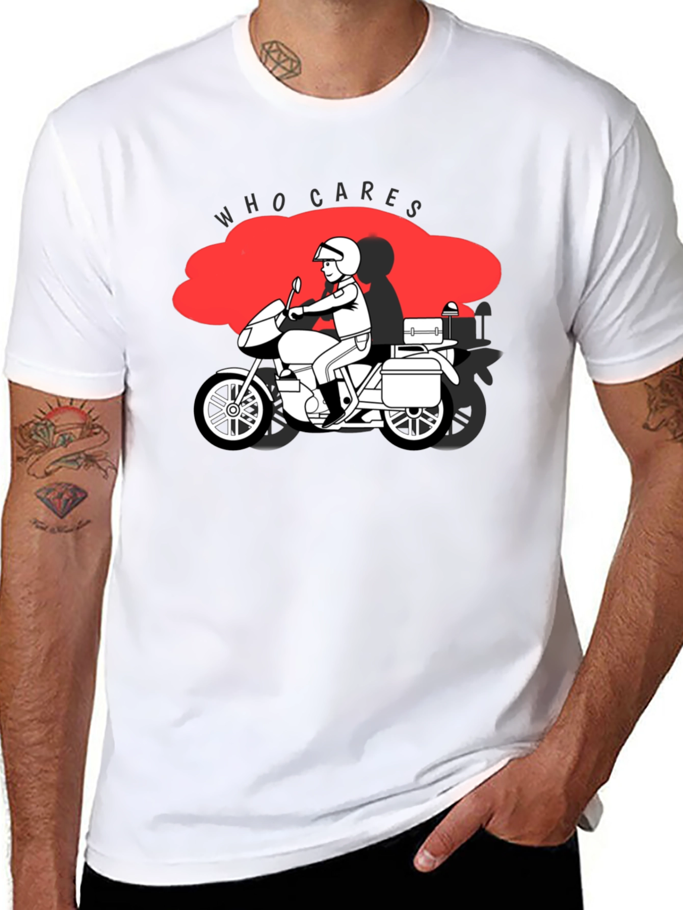 Who Cares Motorcycle Graphic T-Shirt