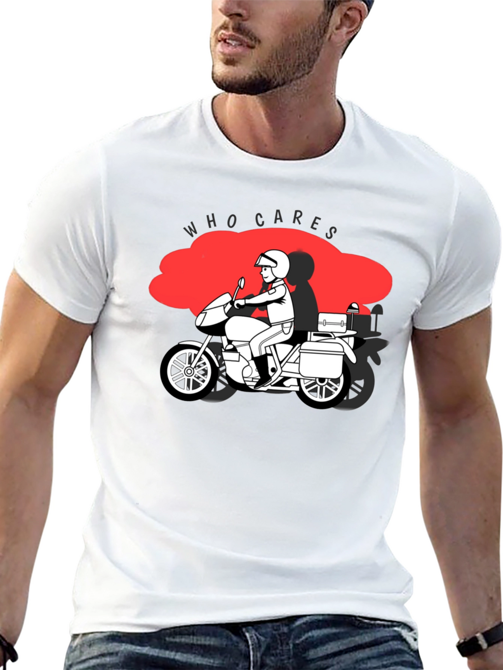 Who Cares Motorcycle Graphic T-Shirt