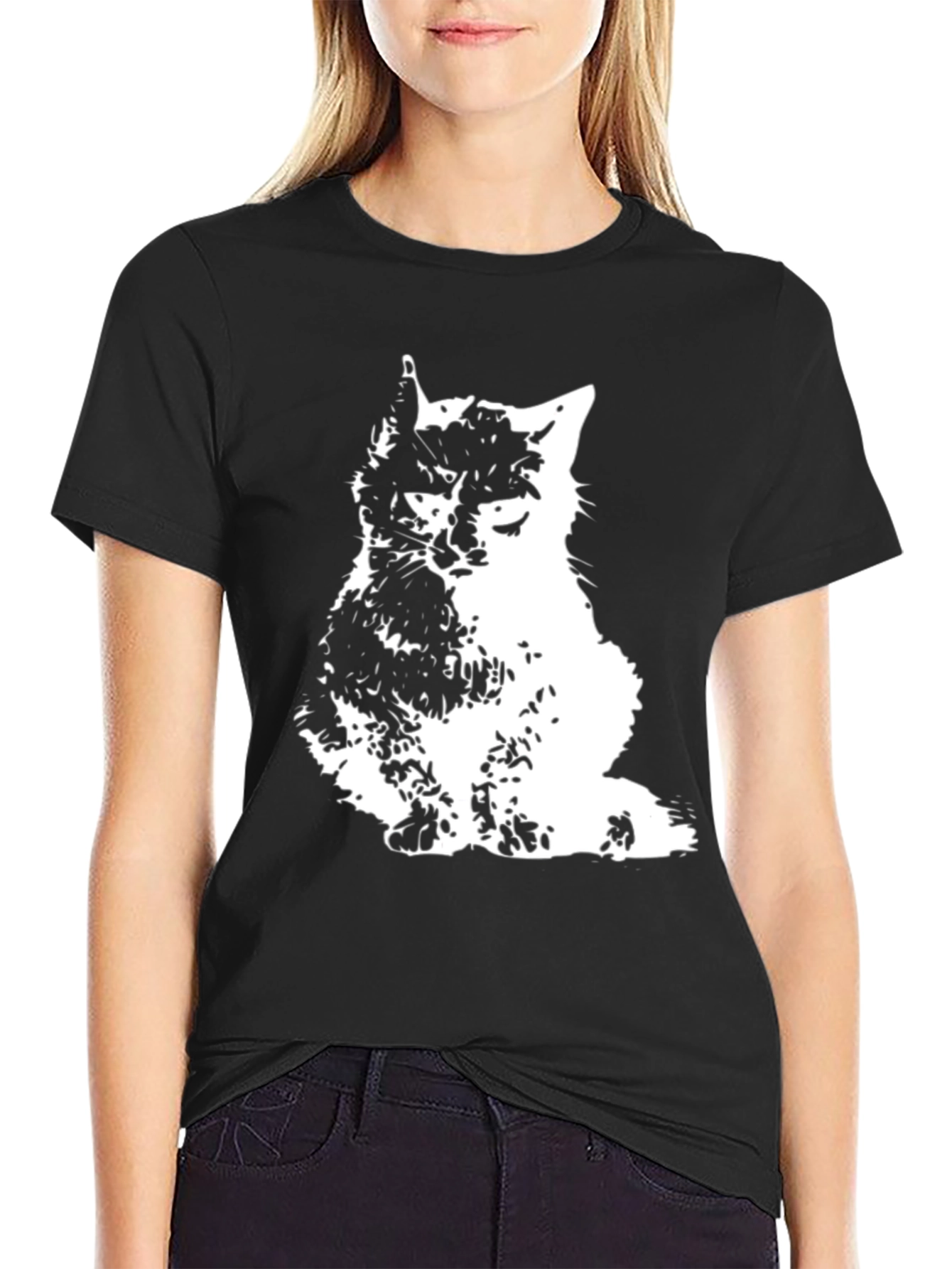 Cool Cat Graphic T-Shirt - Stylish Black Tee