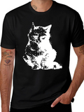 Cool Cat Graphic T-Shirt - Stylish Black Tee