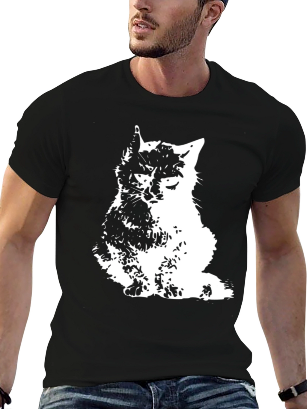 Cool Cat Graphic T-Shirt - Stylish Black Tee