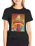 Frog on Mushroom Graphic T-Shirt