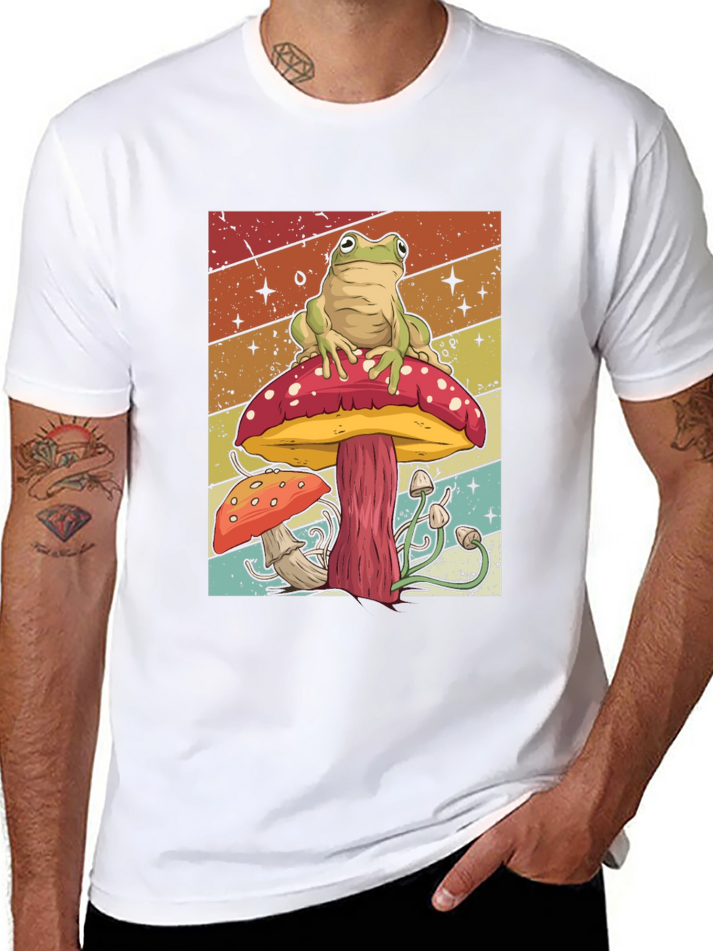 Frog on Mushroom Graphic T-Shirt