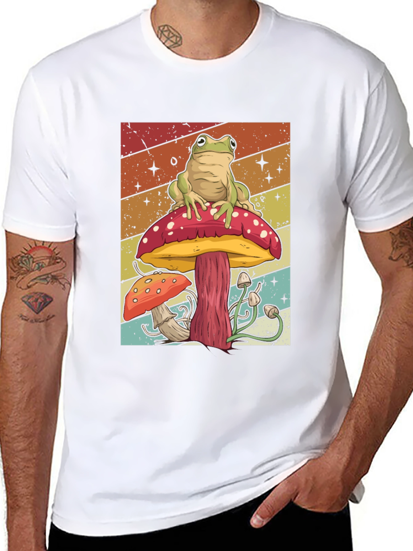 Frog on Mushroom Graphic T-Shirt