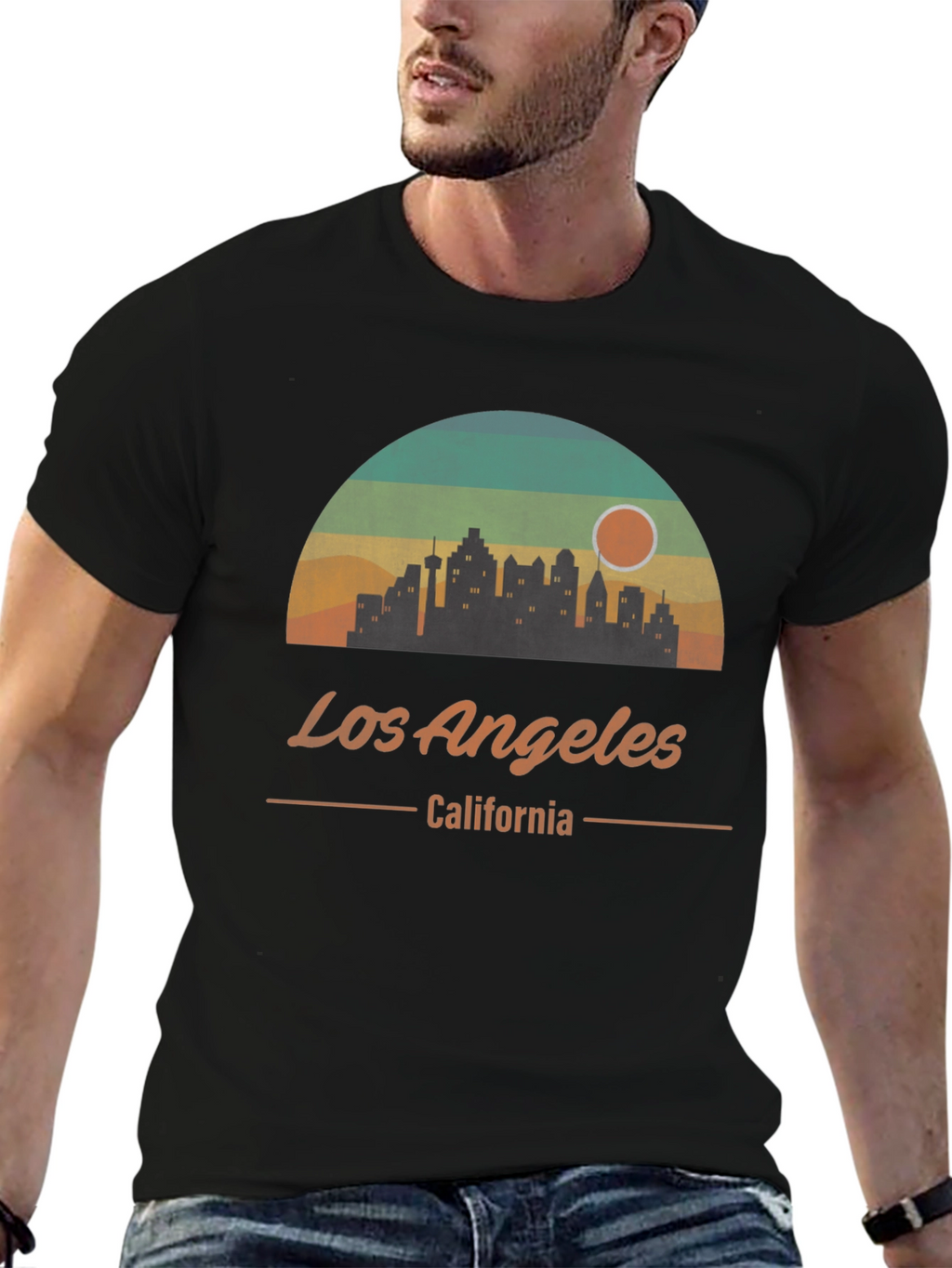 Los Angeles California Retro Skyline Graphic T-Shirt