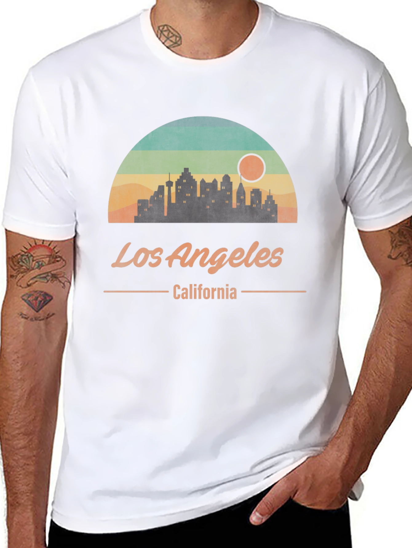 Los Angeles California Retro Skyline Graphic T-Shirt