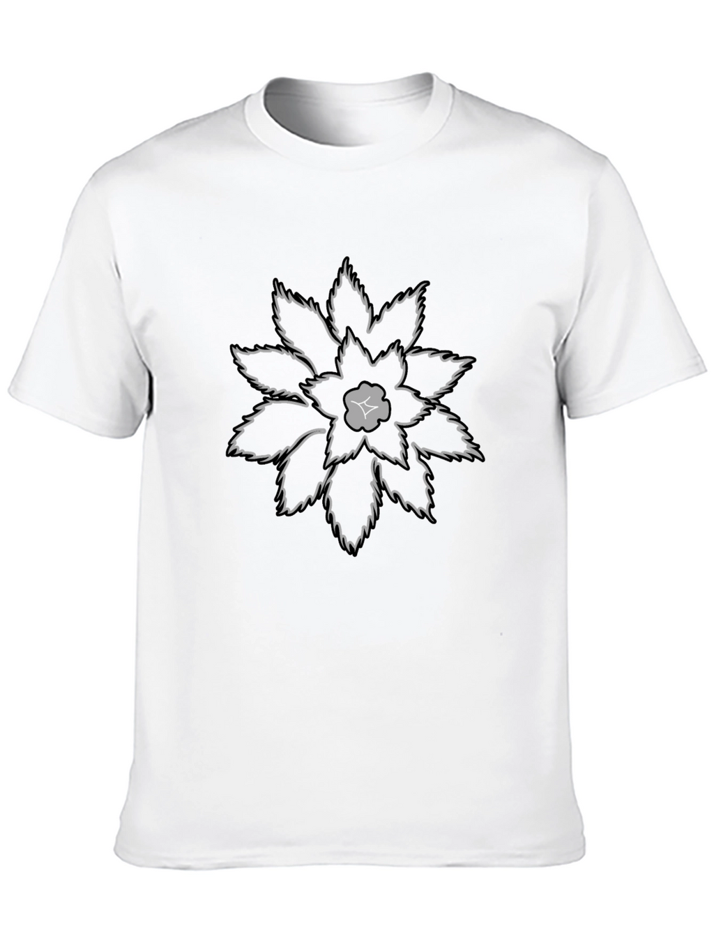 Graphic Flower Print Black Cotton T-Shirt