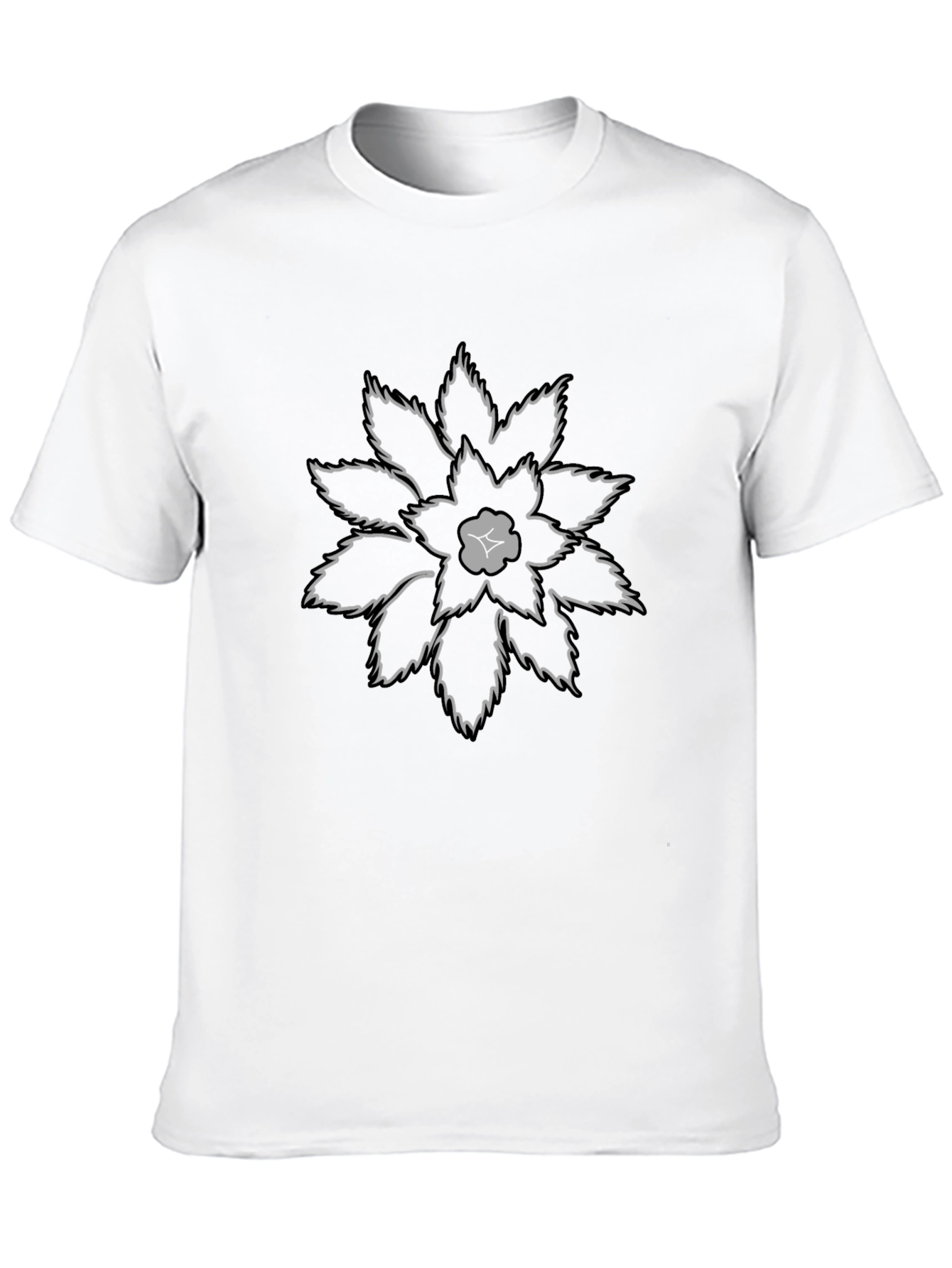 Graphic Flower Print Black Cotton T-Shirt