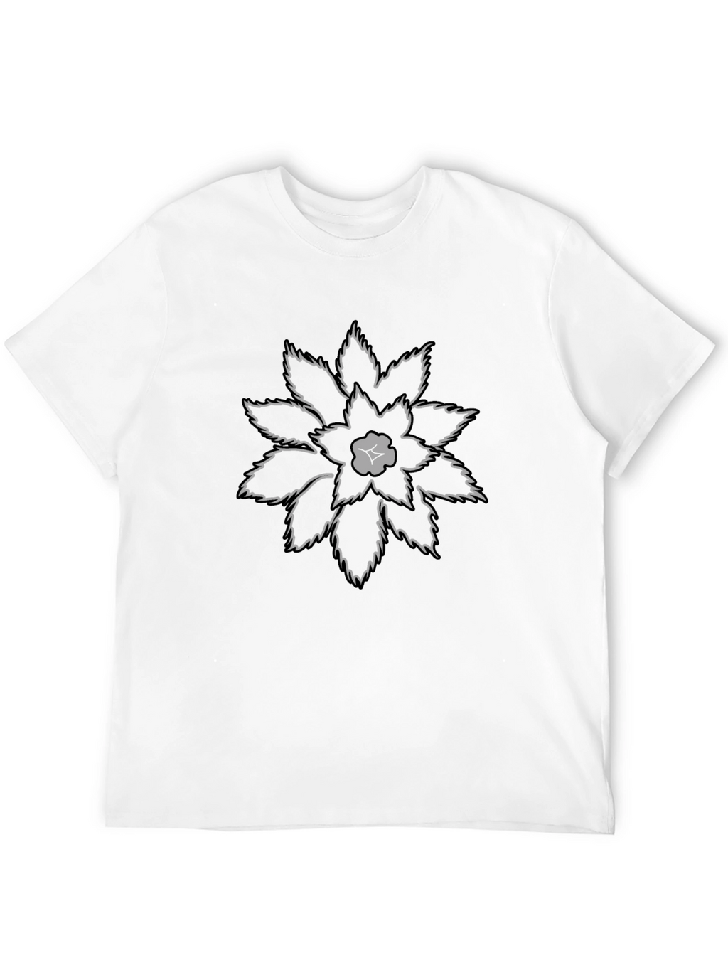 Graphic Flower Print Black Cotton T-Shirt