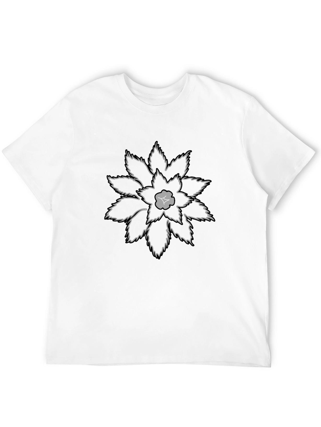 Graphic Flower Print Black Cotton T-Shirt