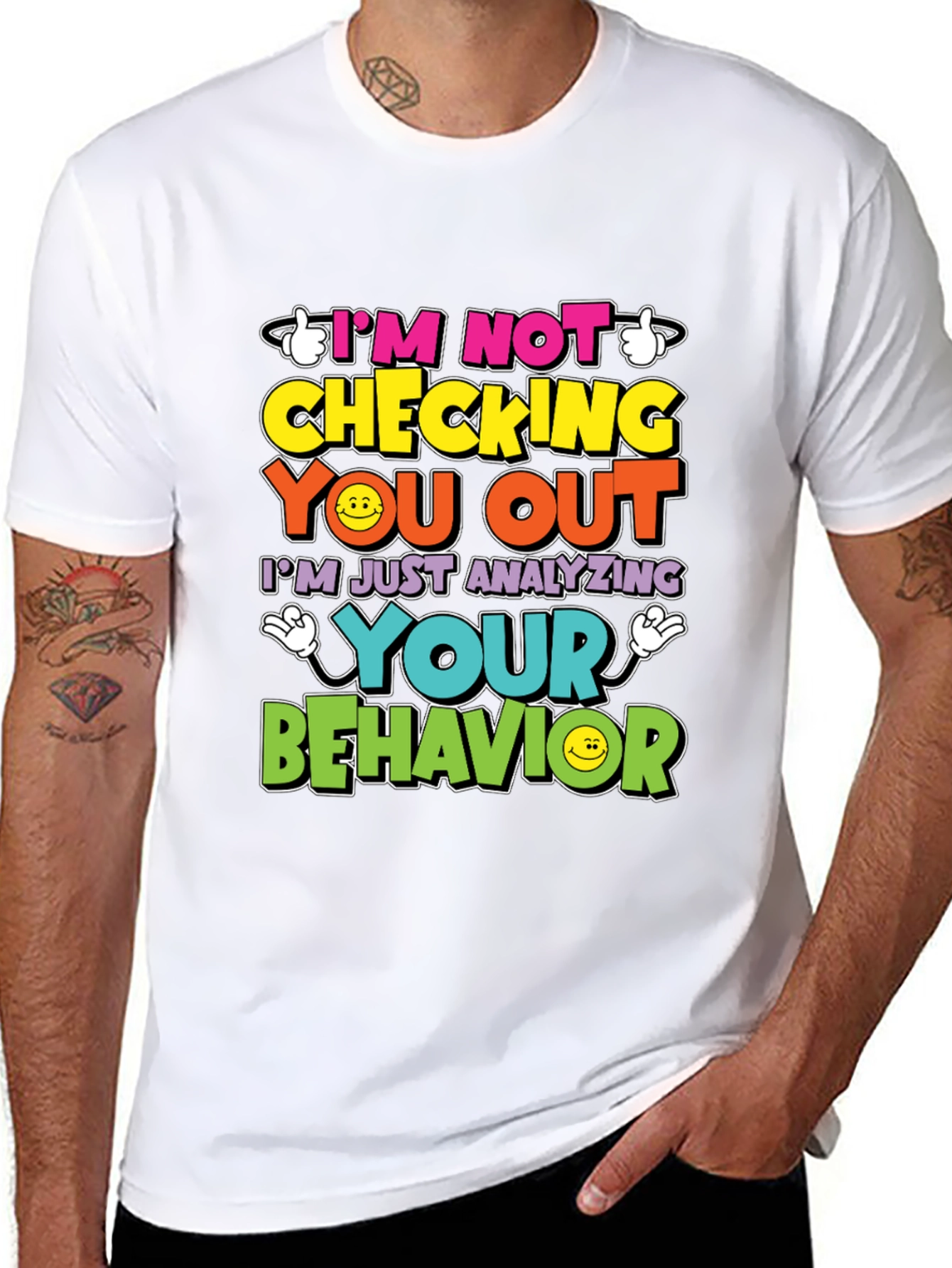 Funny Psychology T-Shirt - Im Not Checking You Out