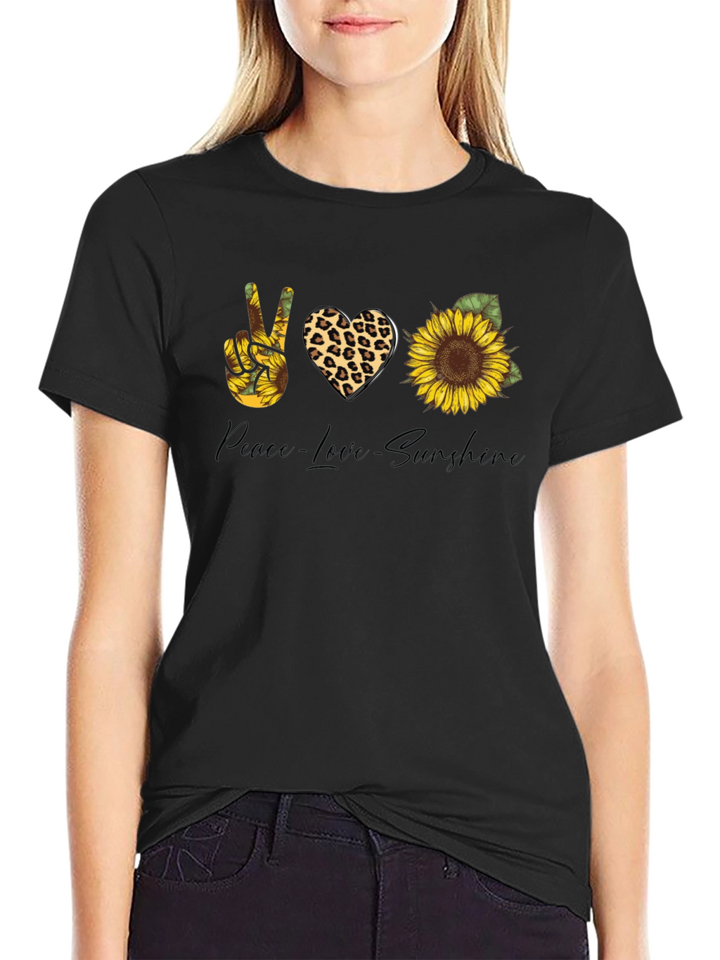Peace Love Sunshine Sunflower Graphic Tee