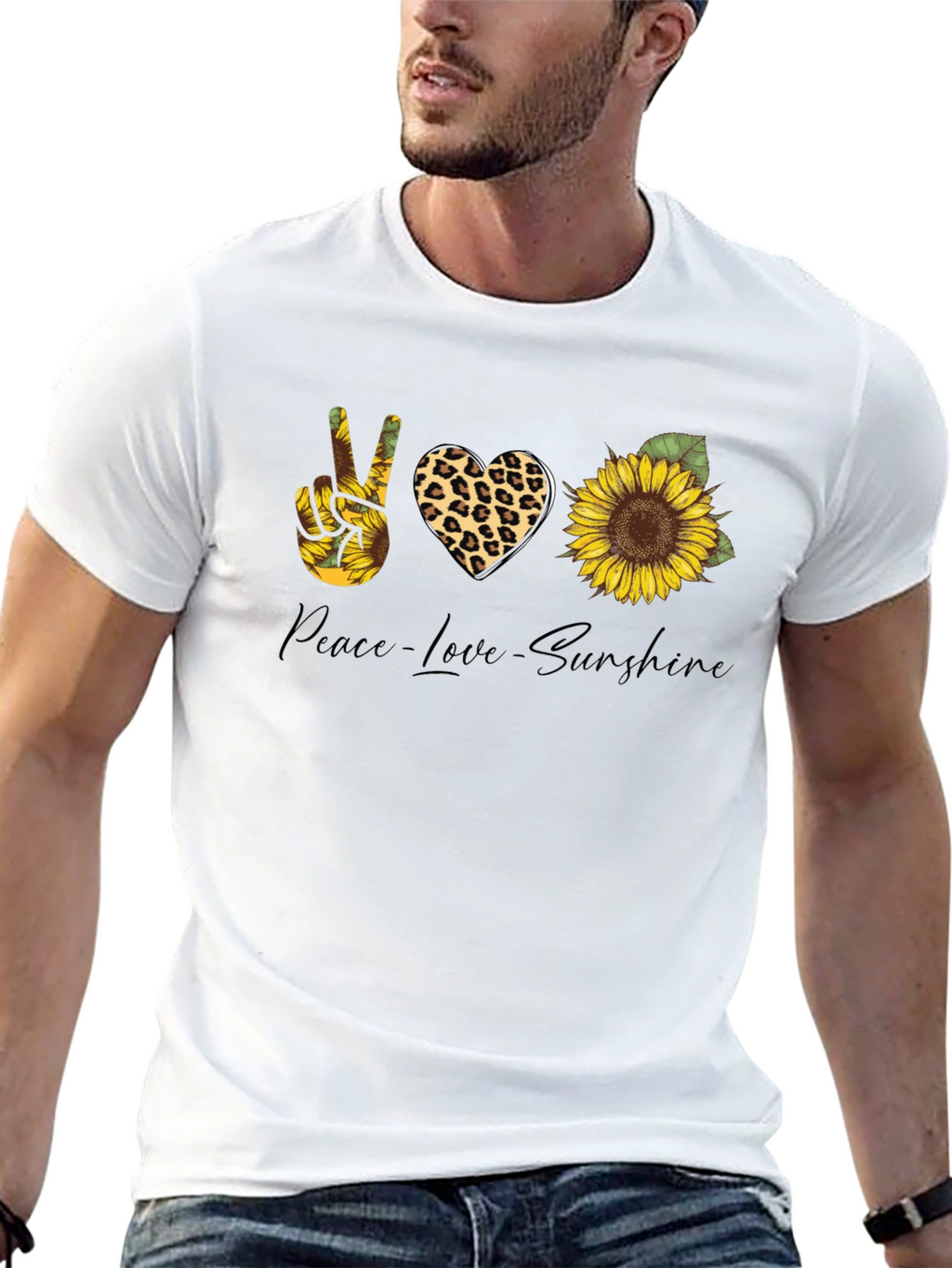 Peace Love Sunshine Sunflower Graphic Tee
