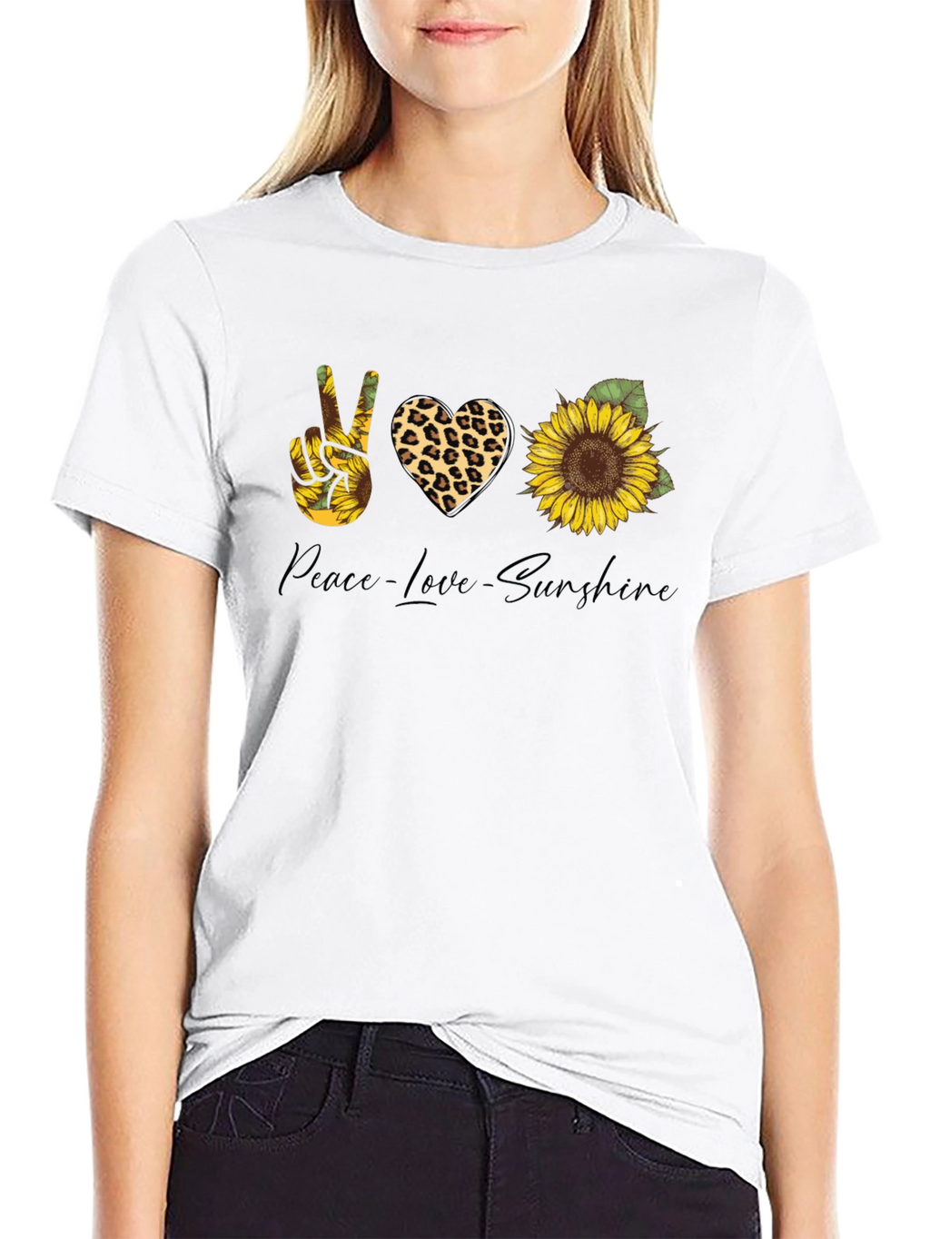 Peace Love Sunshine Sunflower Graphic Tee