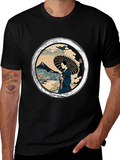 Japanese Art T-Shirt - Geisha & Mount Fuji Design