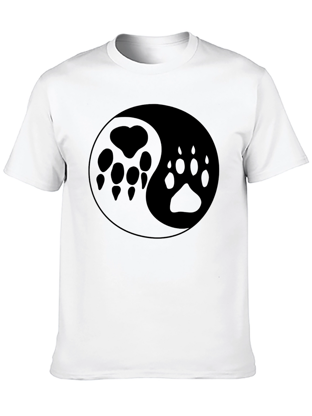 Yin Yang Paw Print T-Shirt - Black