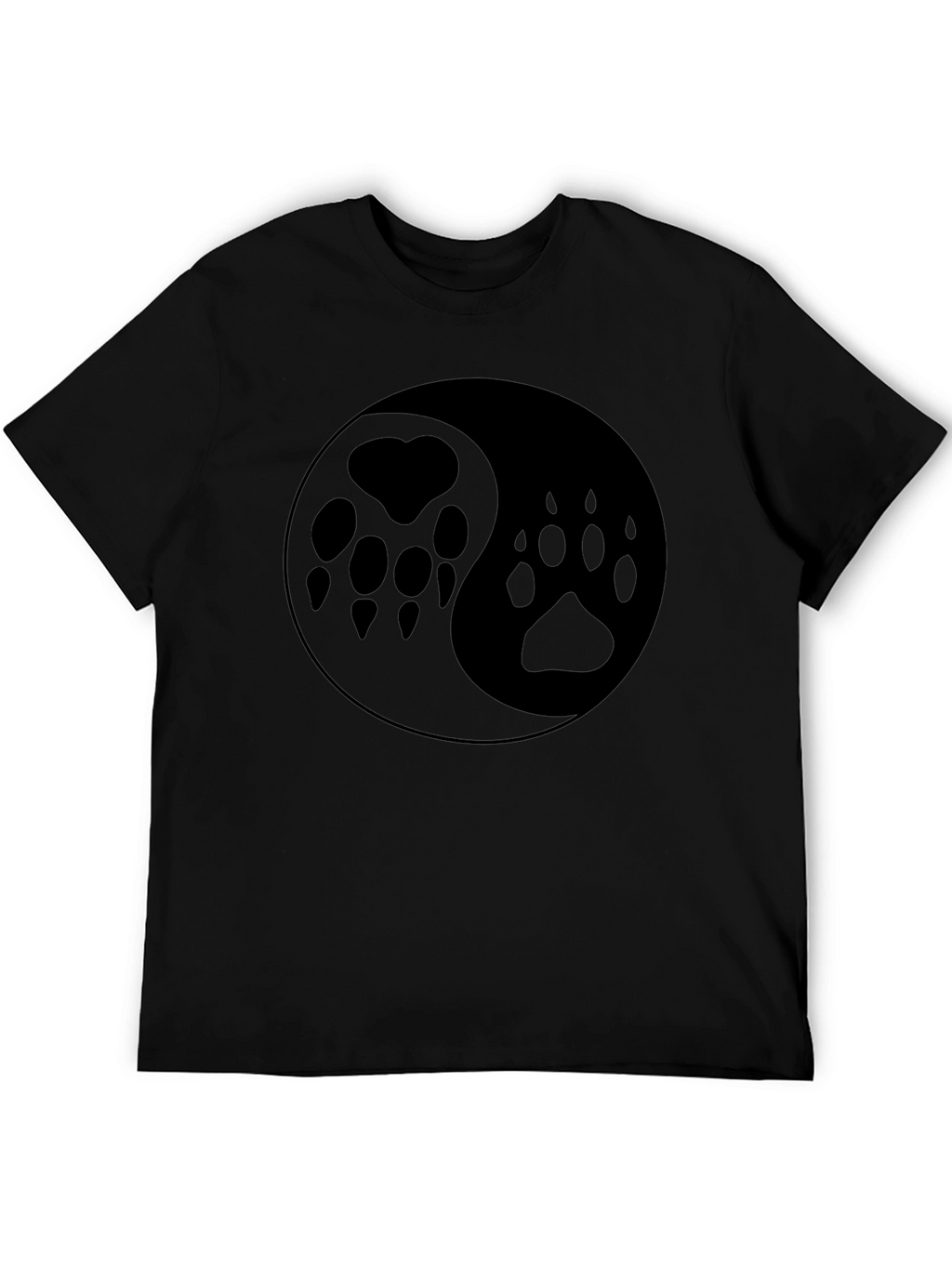 Yin Yang Paw Print T-Shirt - Black