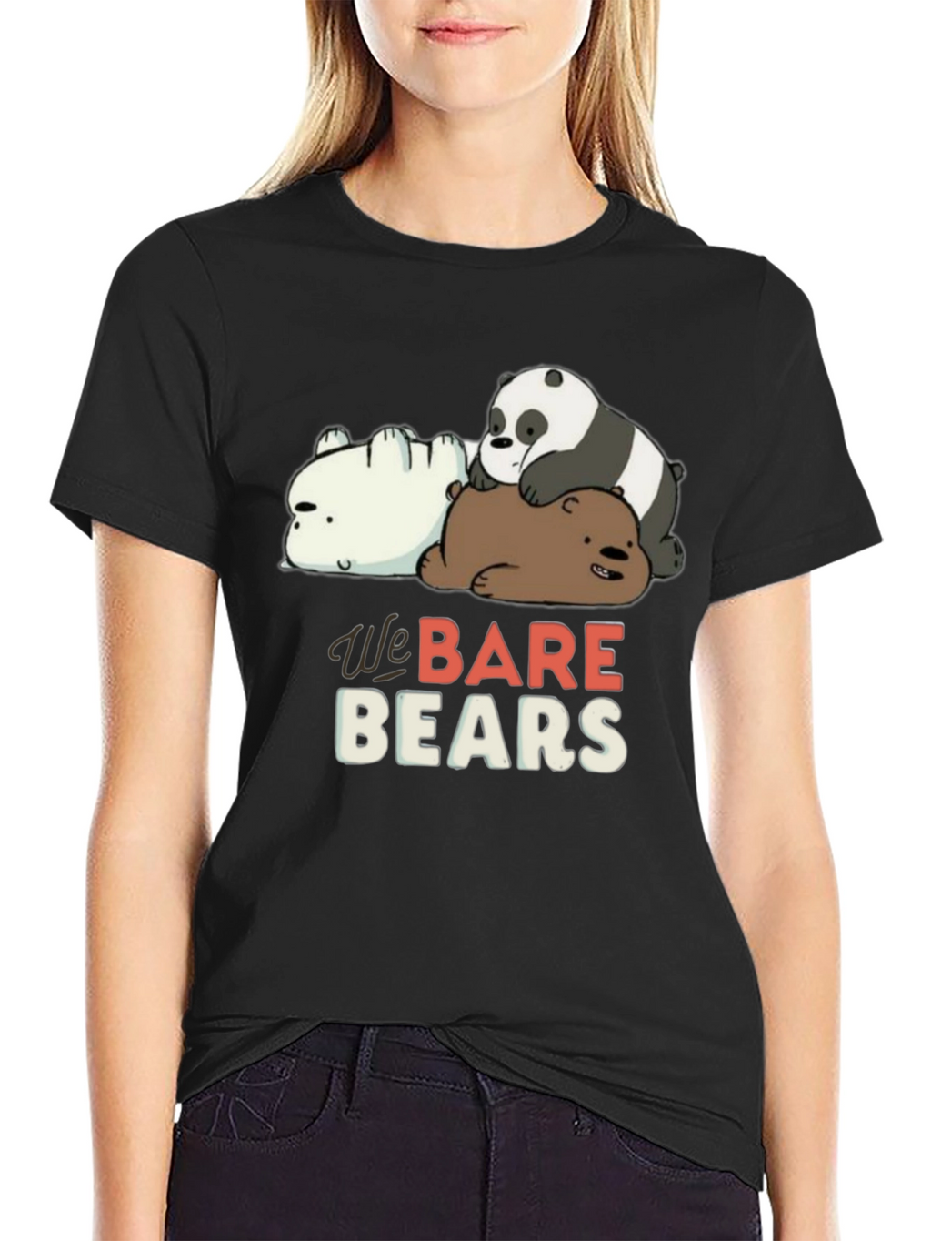 We Bare Bears Black Graphic T-Shirt