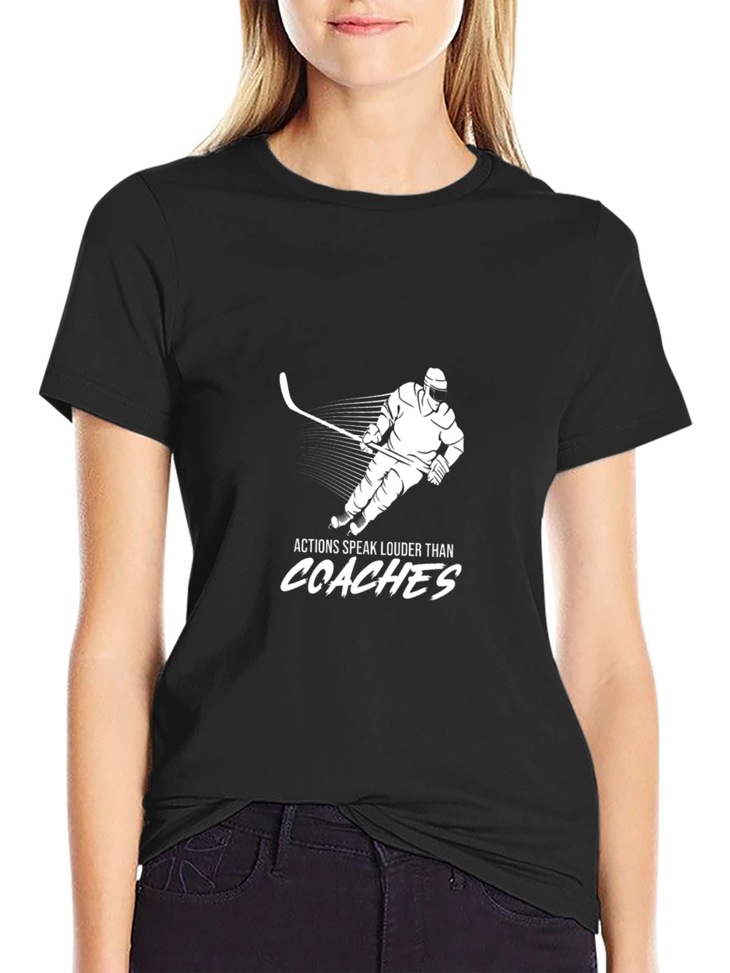 Hockey Player T-Shirt - Actions Speak Louder Than Coaches