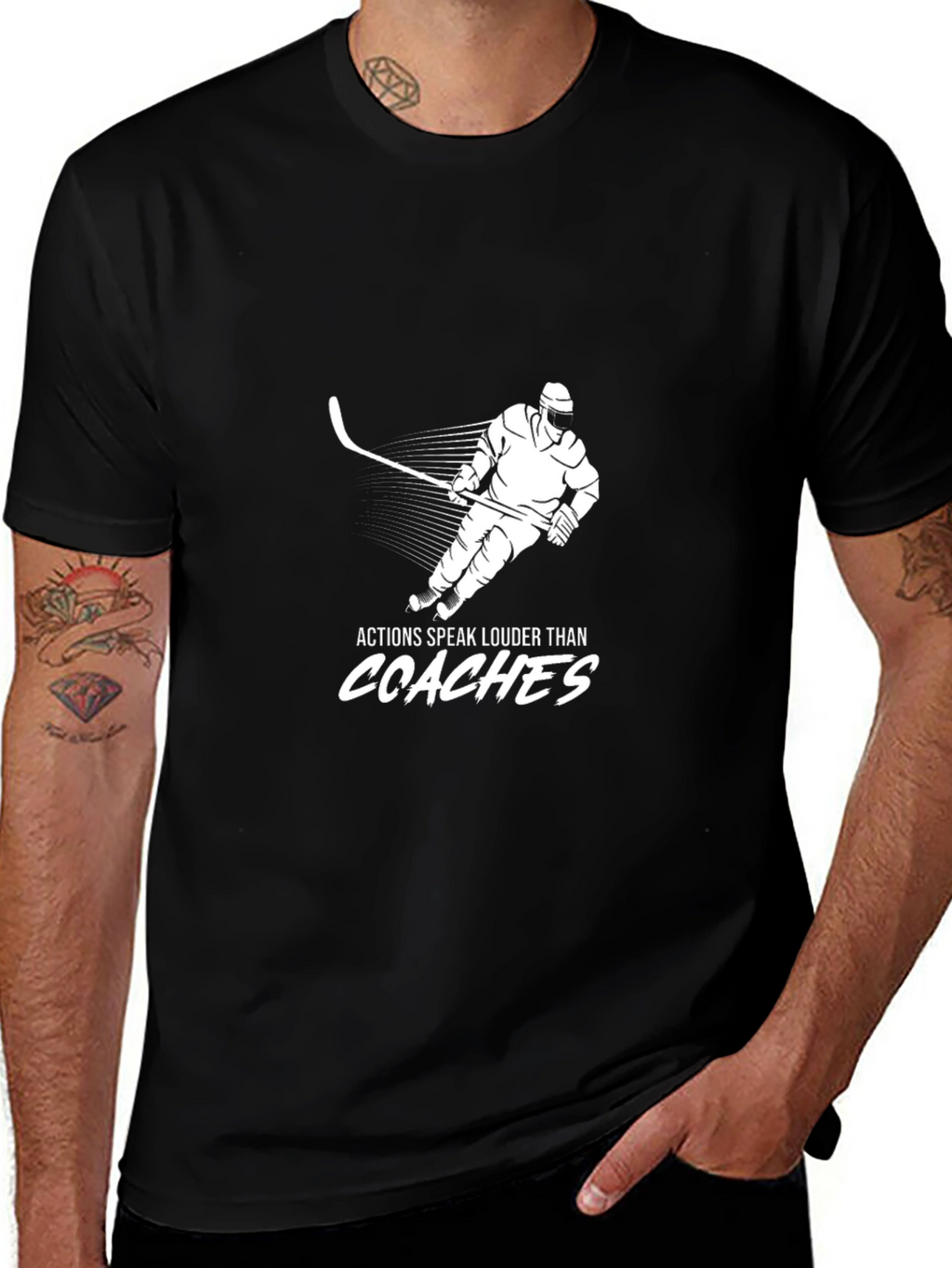 Hockey Player T-Shirt - Actions Speak Louder Than Coaches