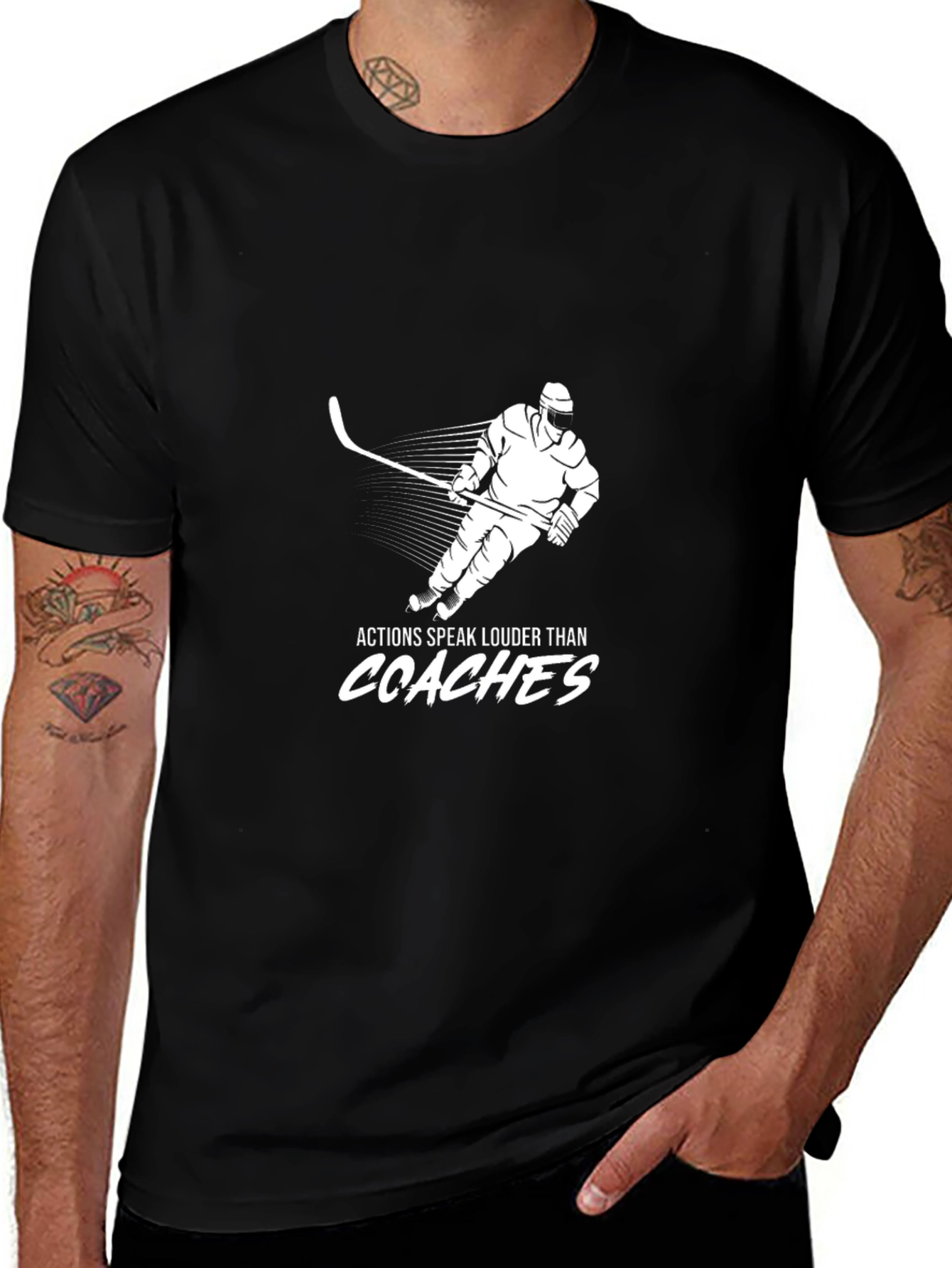 Hockey Player T-Shirt - Actions Speak Louder Than Coaches