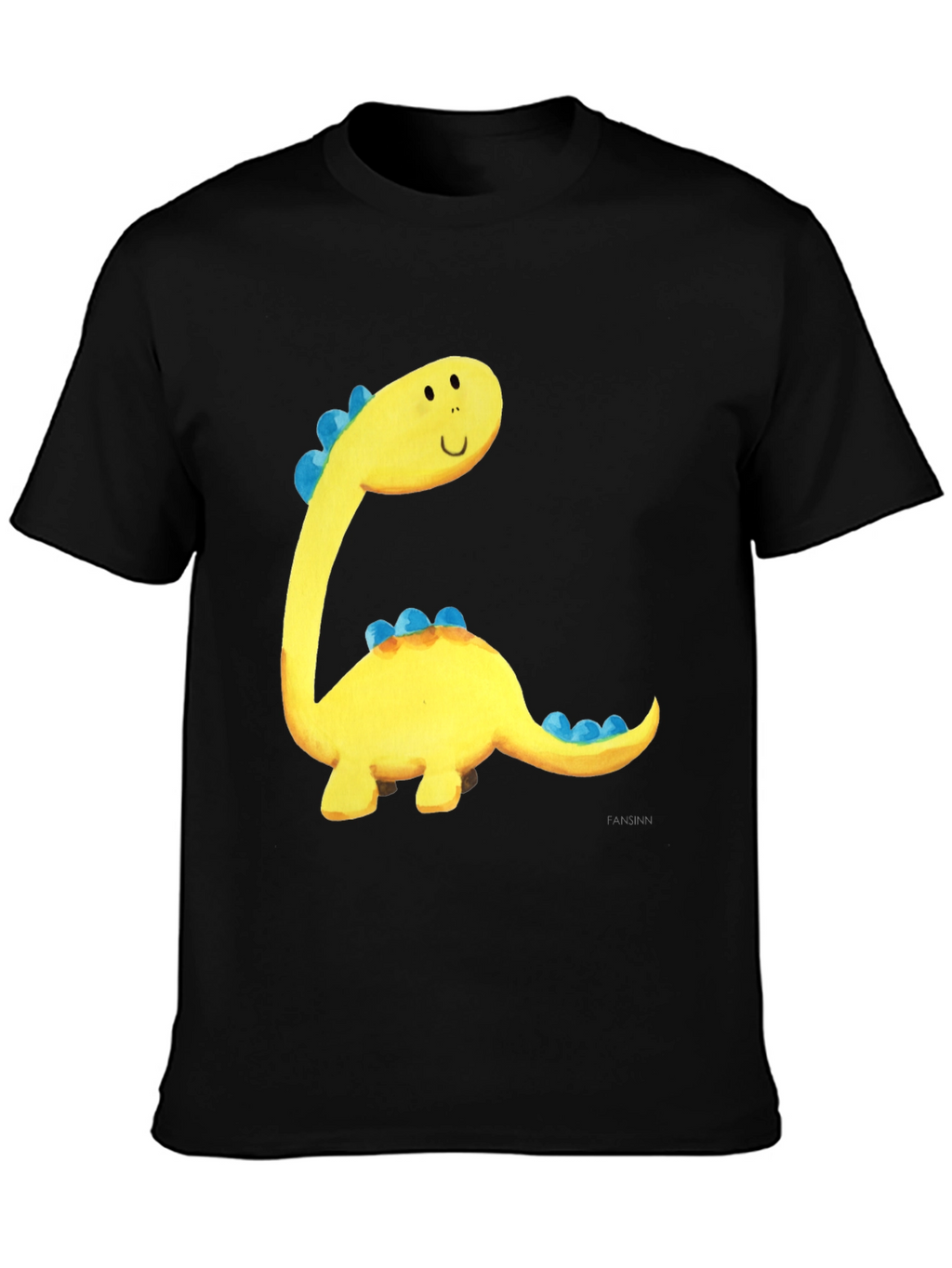 Cute Dinosaur Graphic Tee - Black Cotton T-Shirt