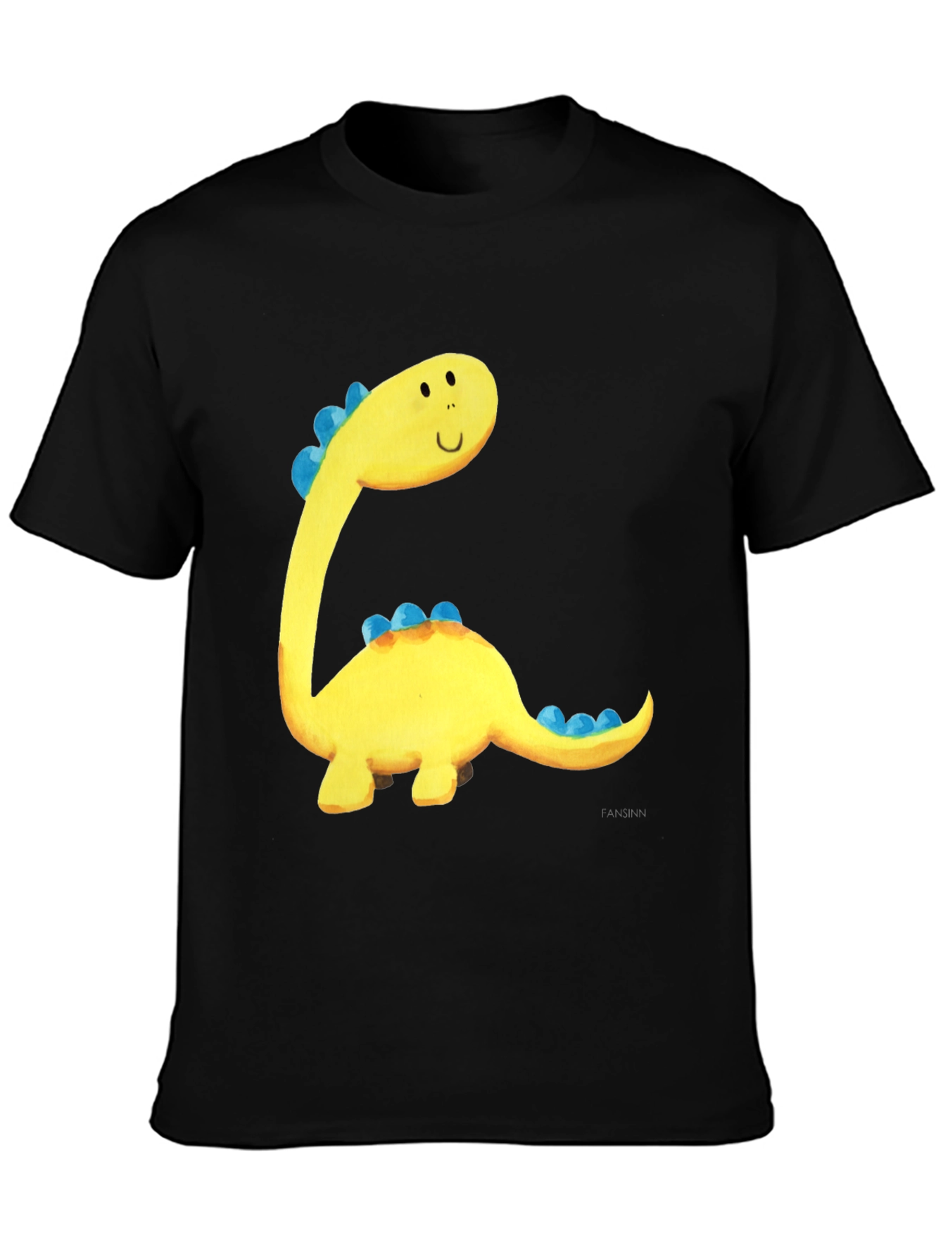 Cute Dinosaur Graphic Tee - Black Cotton T-Shirt