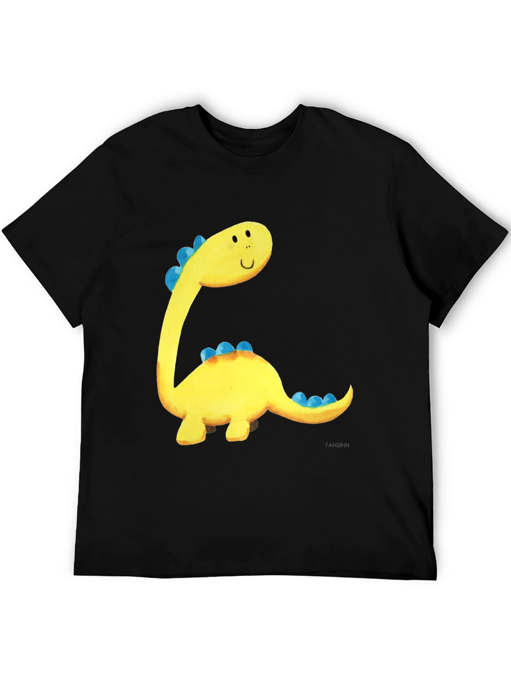 Cute Dinosaur Graphic Tee - Black Cotton T-Shirt