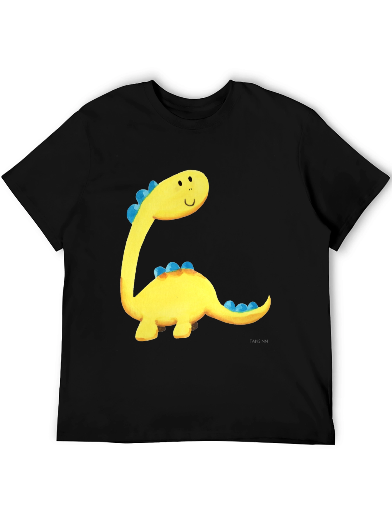 Cute Dinosaur Graphic Tee - Black Cotton T-Shirt