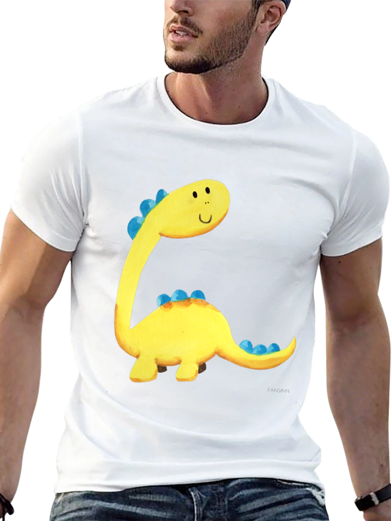 Cute Dinosaur Graphic Tee - Black Cotton T-Shirt