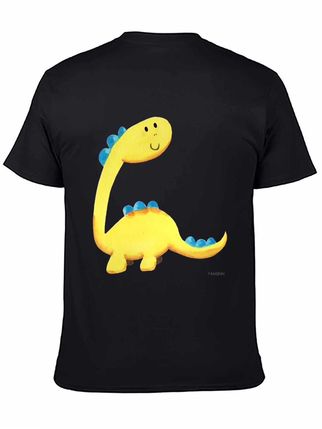 Cute Dinosaur Graphic Tee - Black Cotton T-Shirt