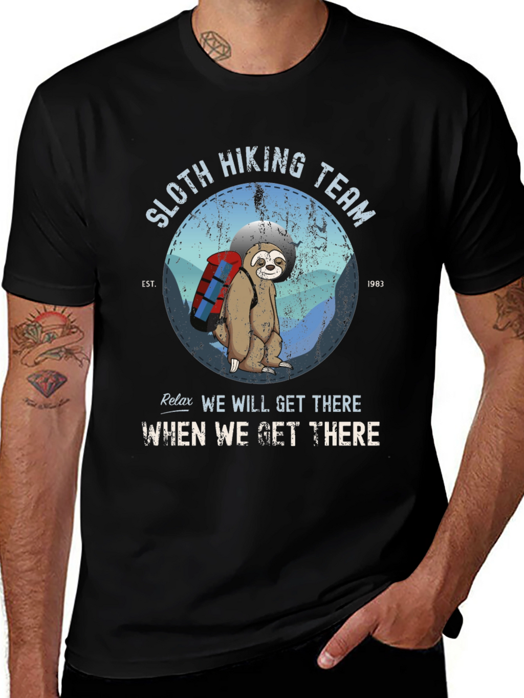 Sloth Hiking Team T-Shirt - Relax Well Get There!