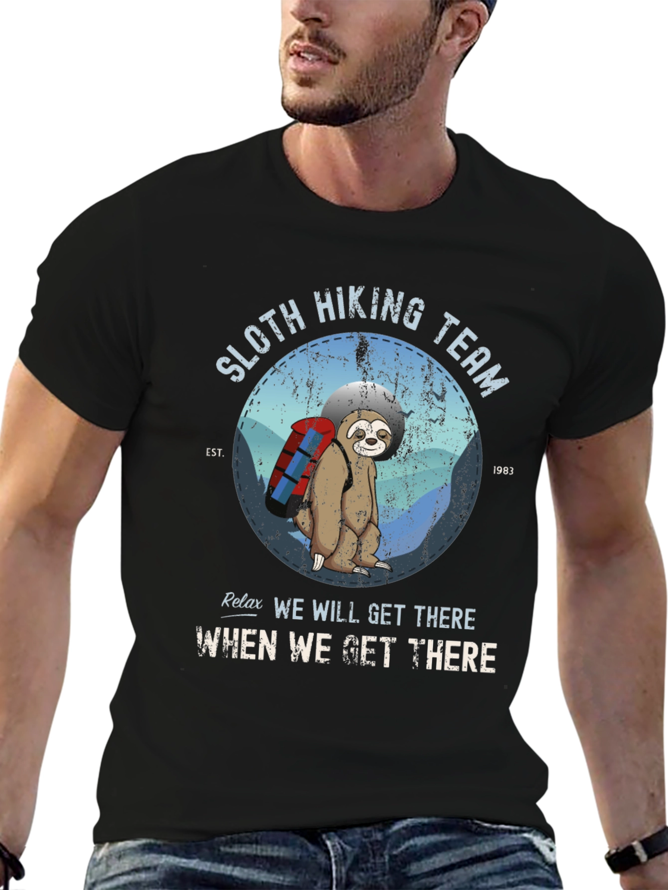 Sloth Hiking Team T-Shirt - Relax Well Get There!