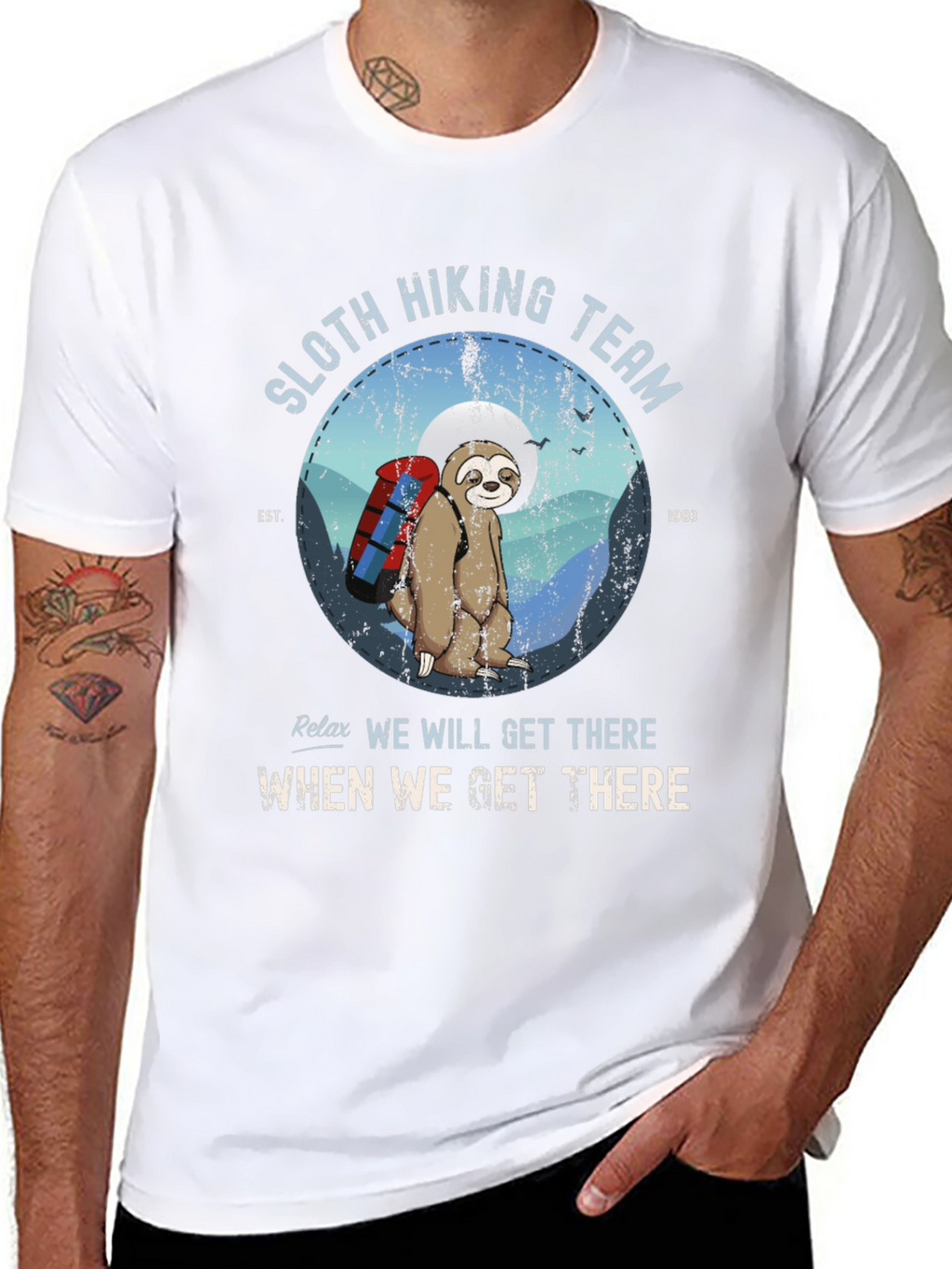 Sloth Hiking Team T-Shirt - Relax Well Get There!