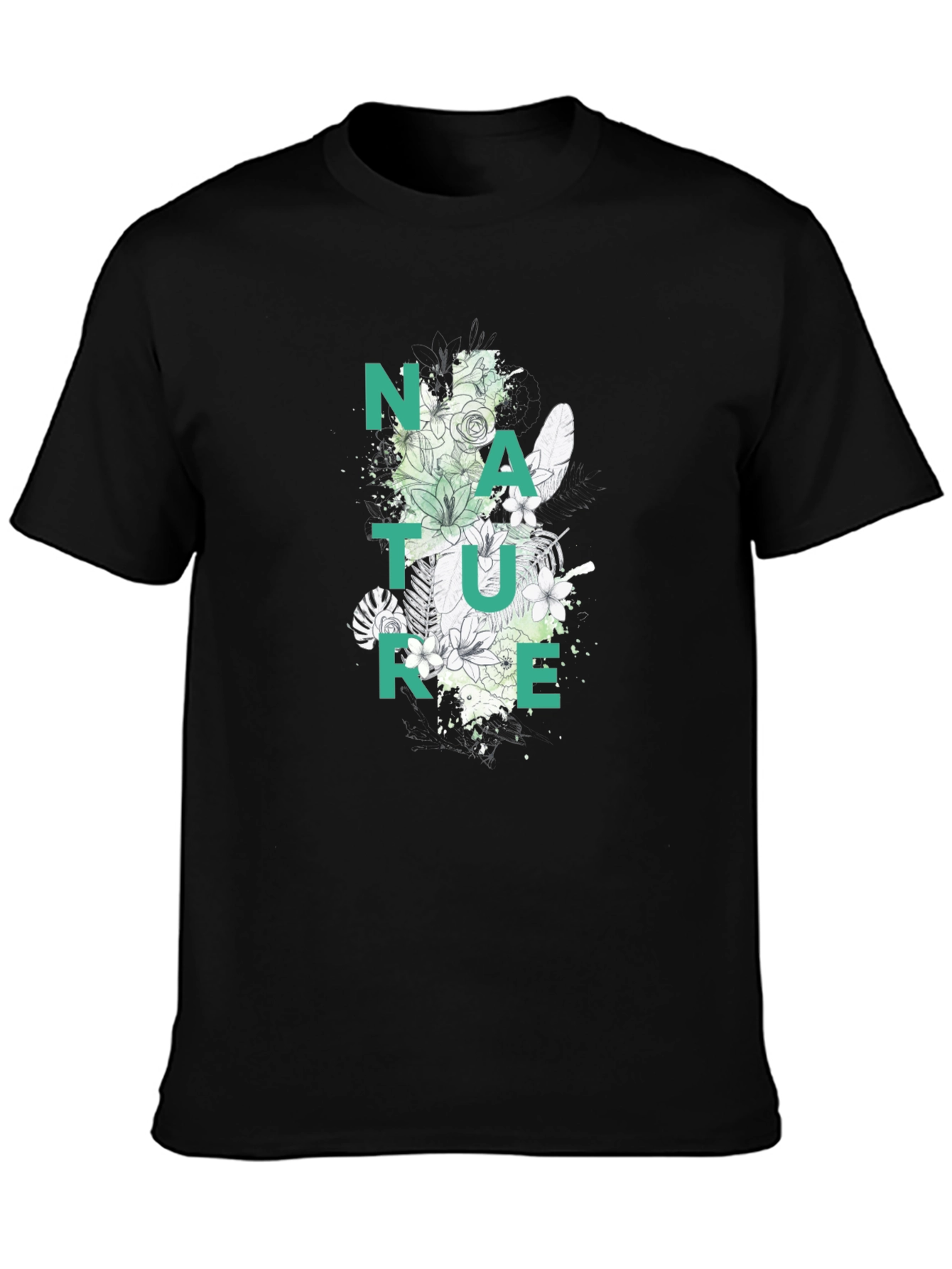Nature Graphic Print Black T-Shirt