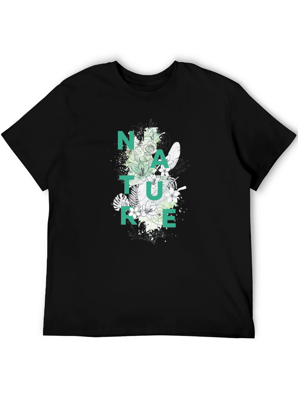 Nature Graphic Print Black T-Shirt