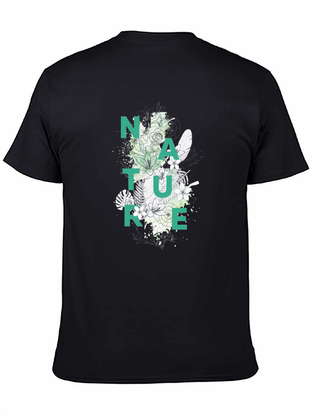 Nature Graphic Print Black T-Shirt