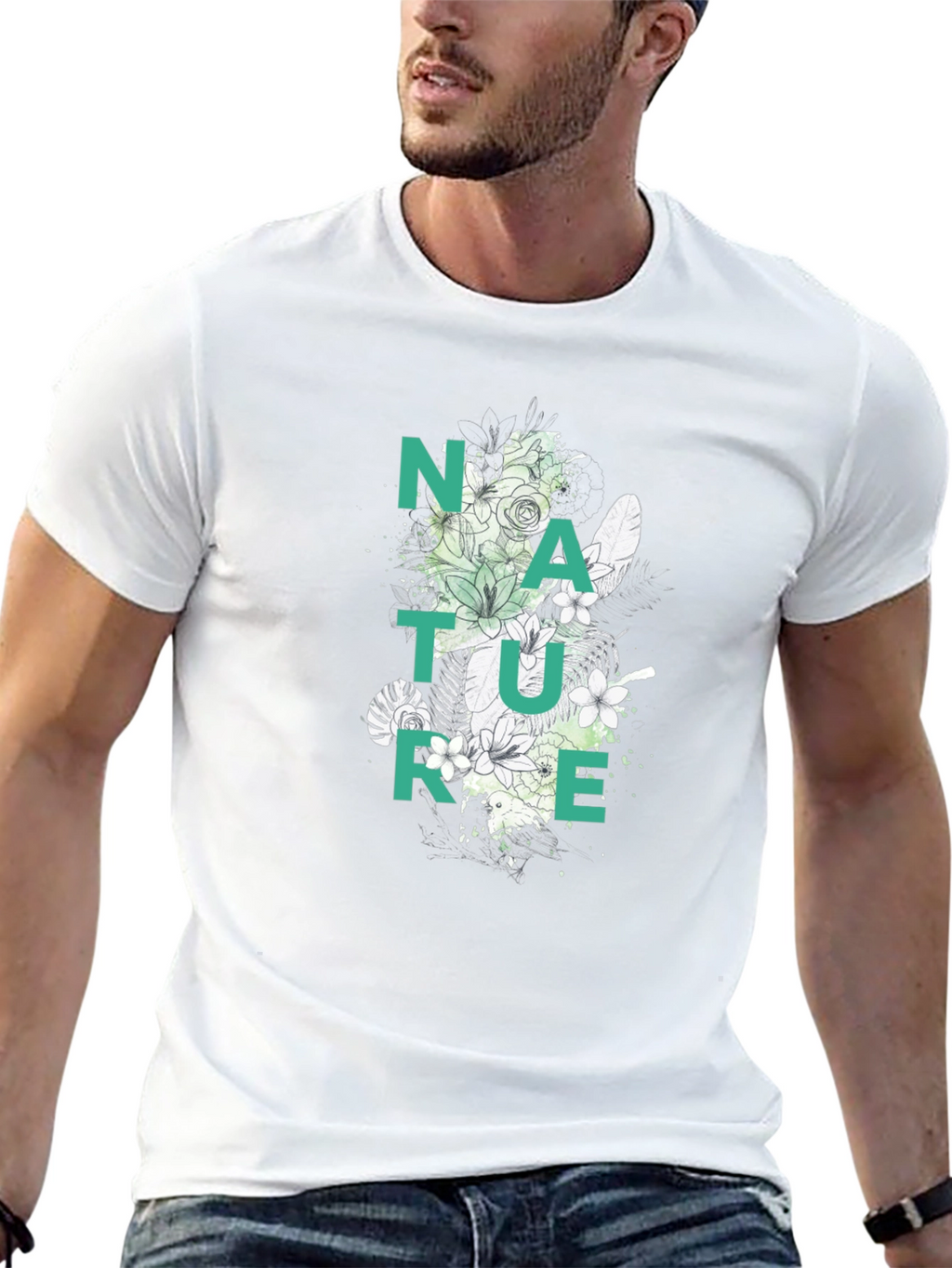 Nature Graphic Print Black T-Shirt
