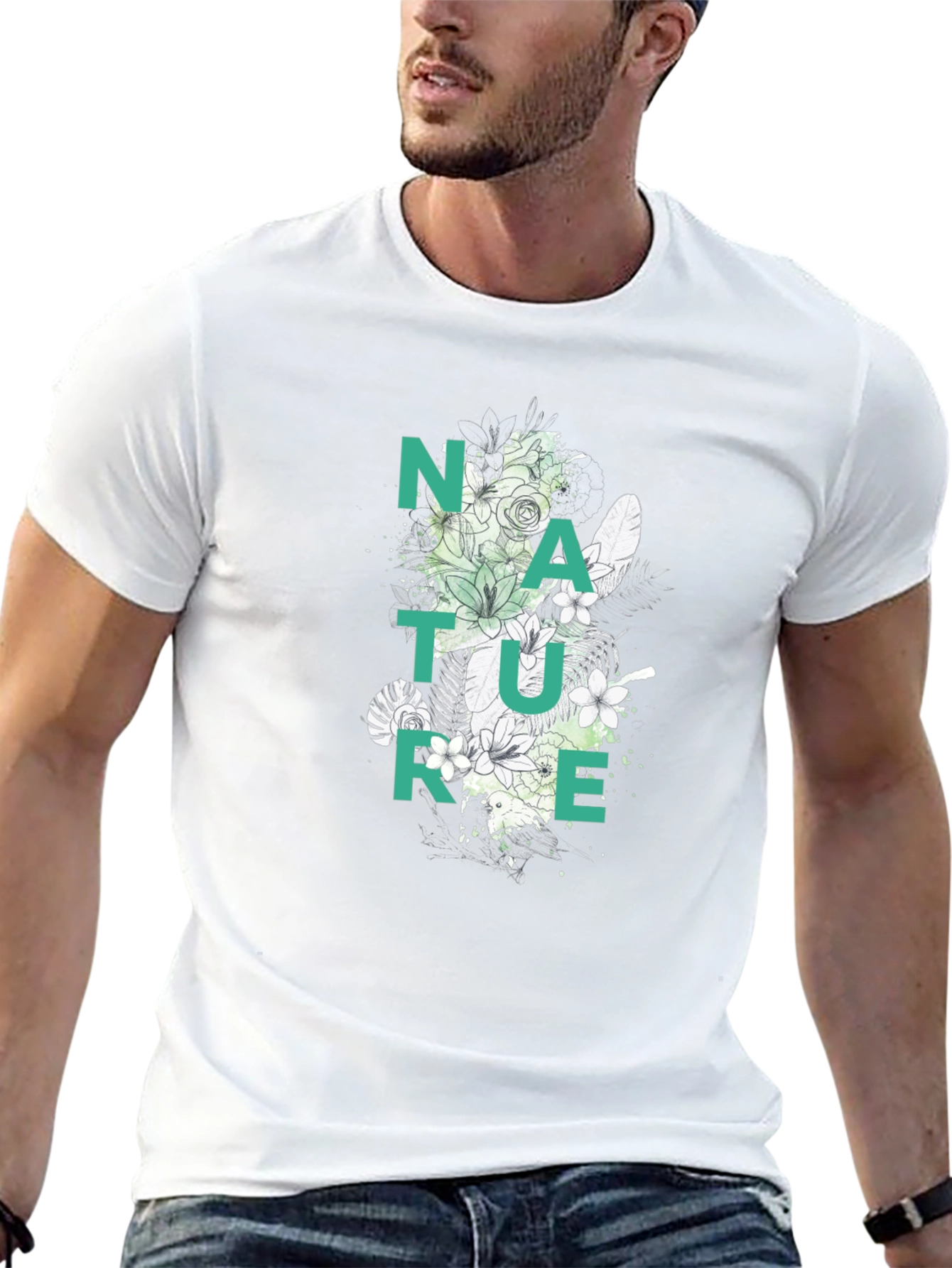 Nature Graphic Print Black T-Shirt