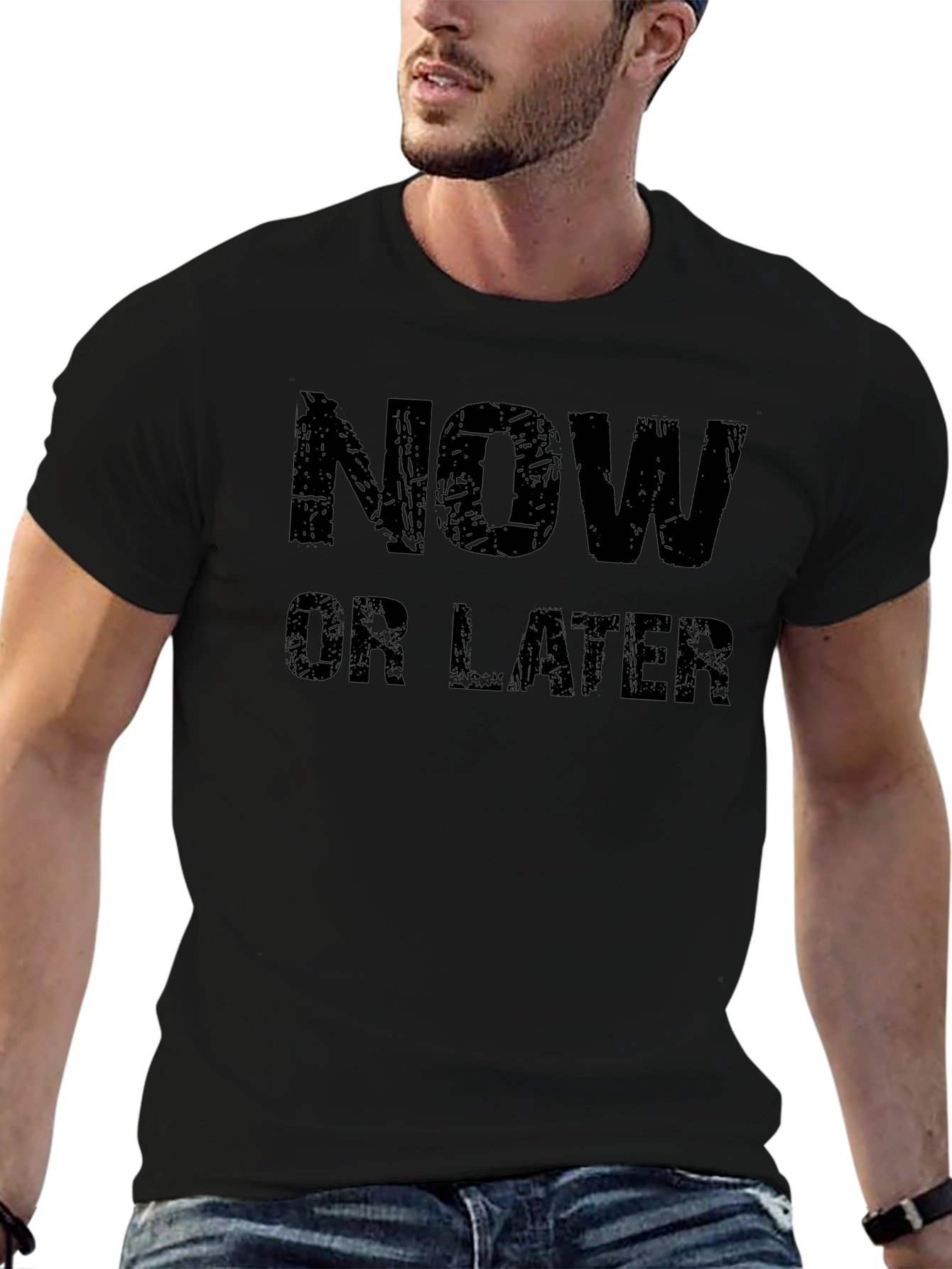 Now or Later Graphic Tee - Mens Black T-Shirt