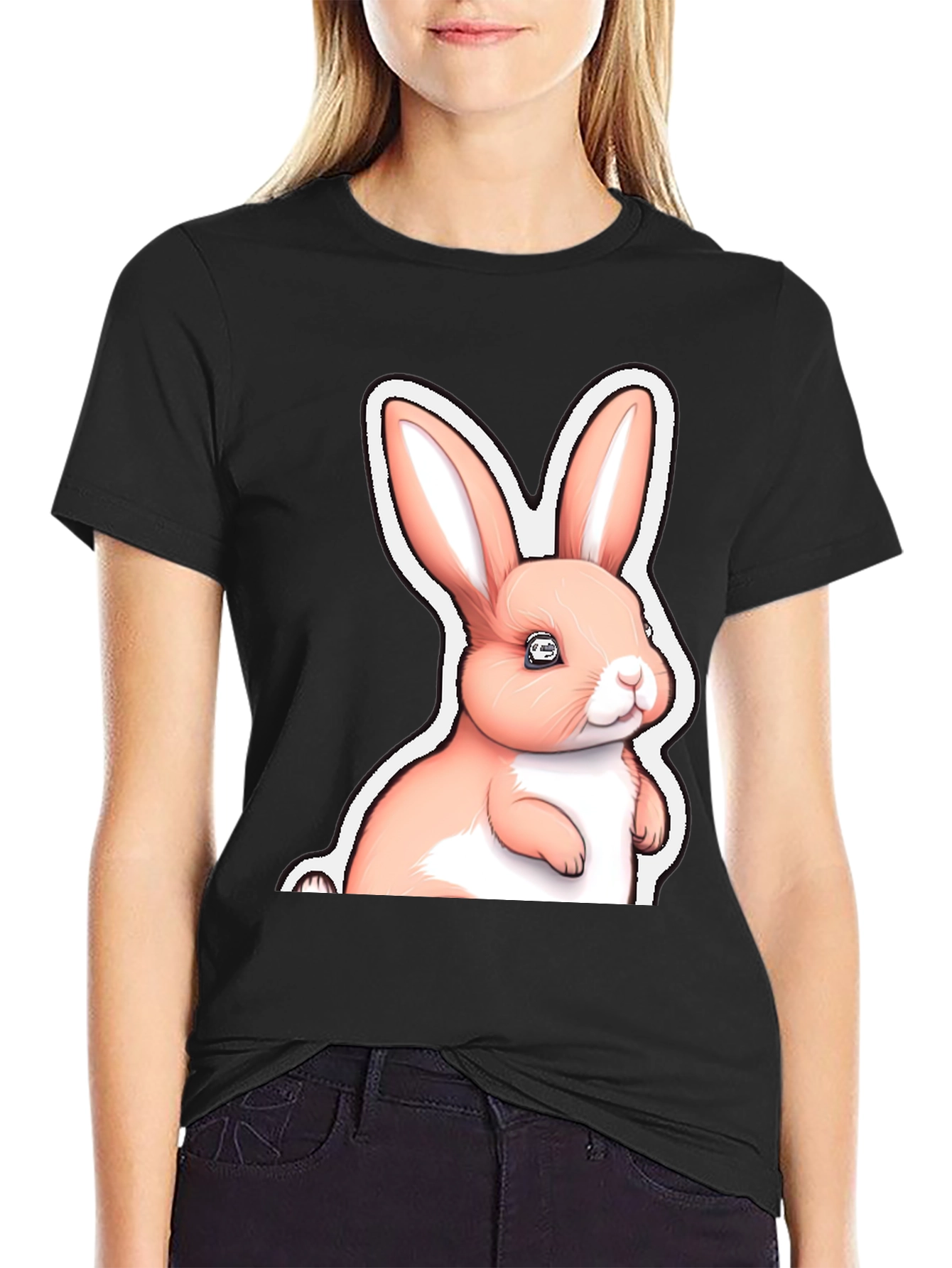 Cute Pink Bunny Graphic Tee - Soft Cotton Comfort