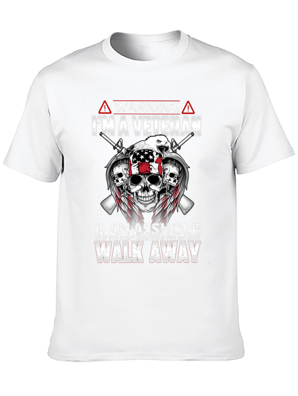 Warning Veteran Graphic Tee - Black