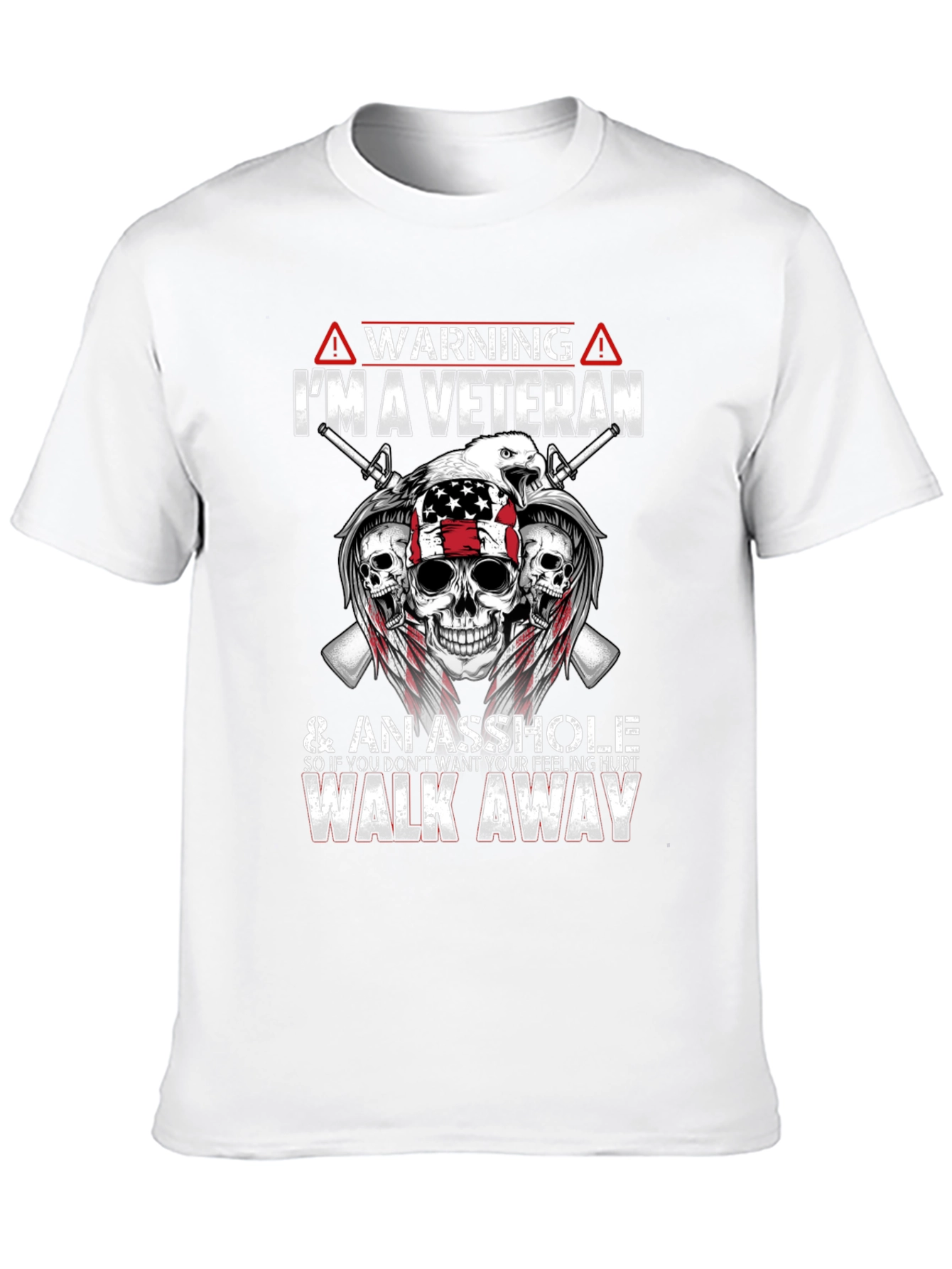 Warning Veteran Graphic Tee - Black