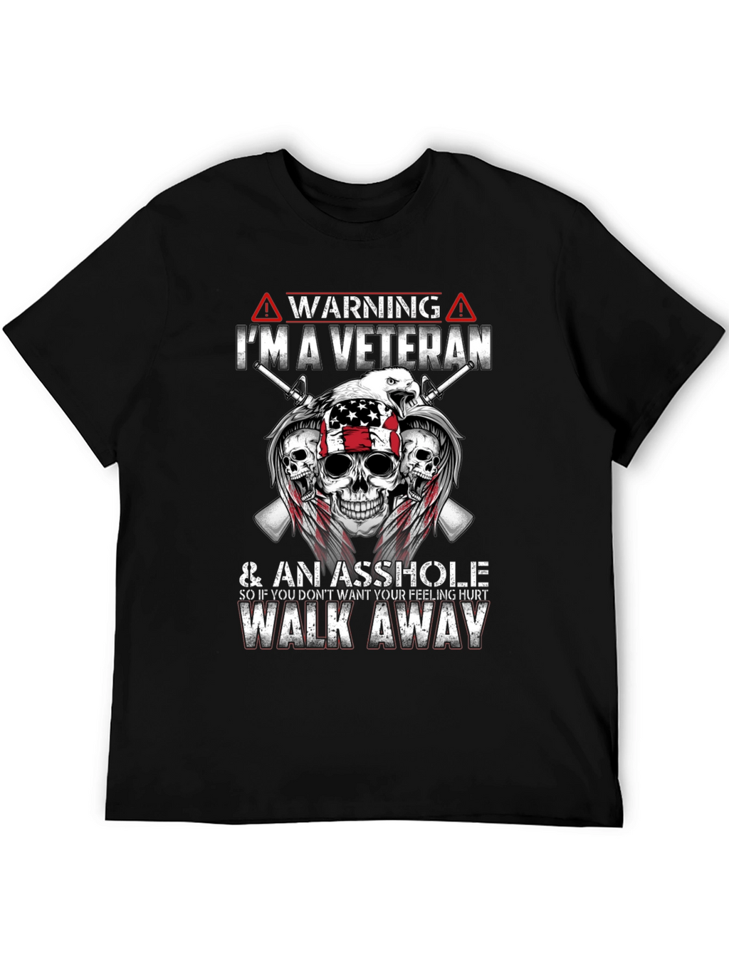 Warning Veteran Graphic Tee - Black