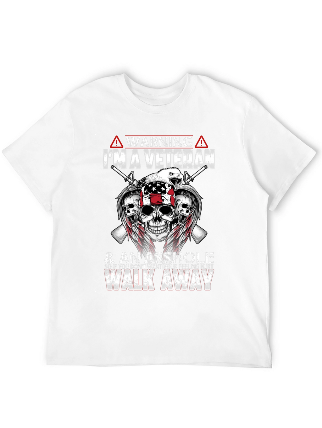 Warning Veteran Graphic Tee - Black