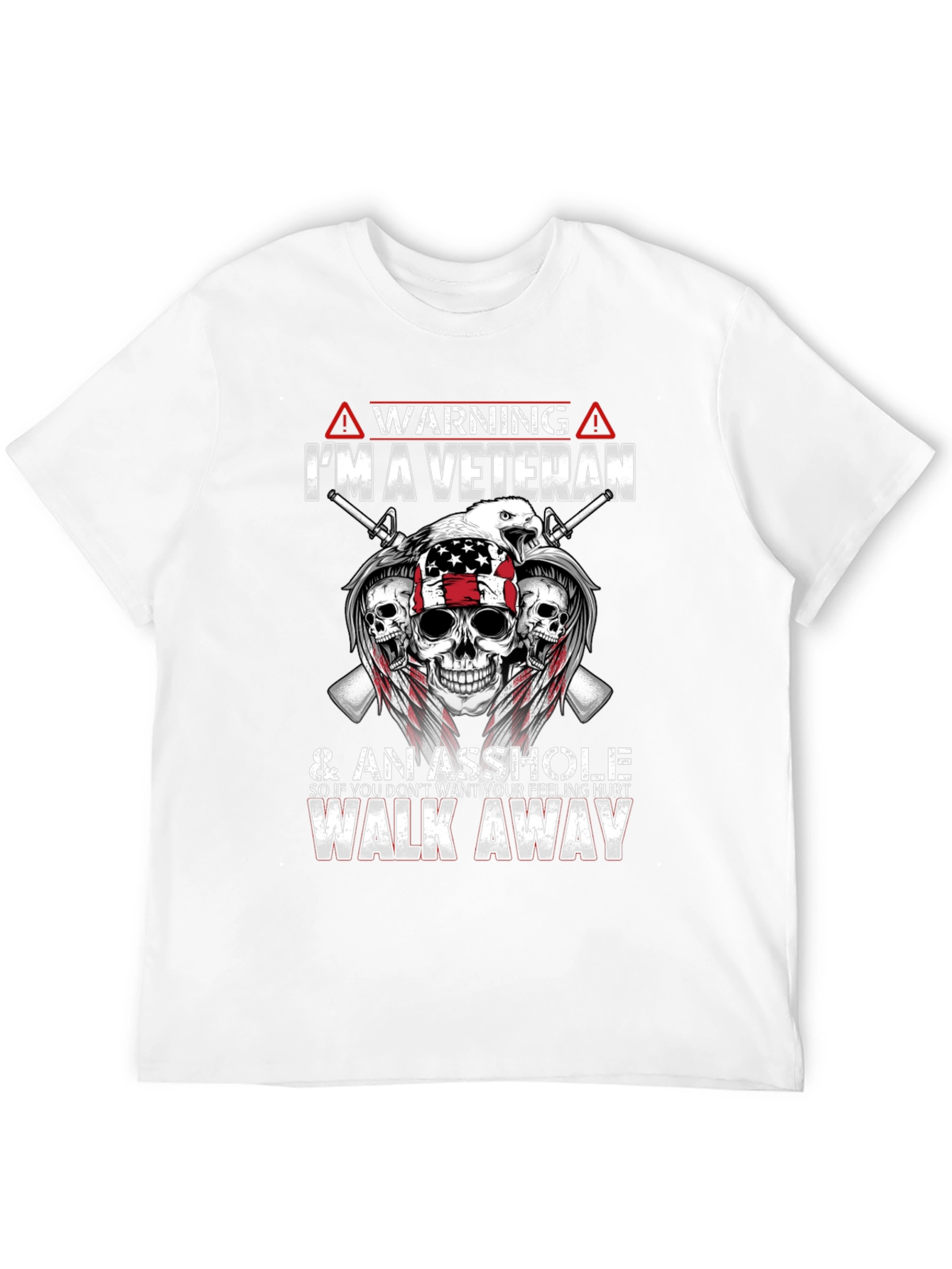Warning Veteran Graphic Tee - Black