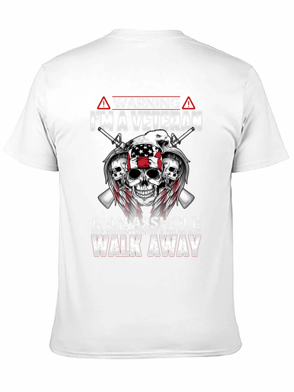 Warning Veteran Graphic Tee - Black