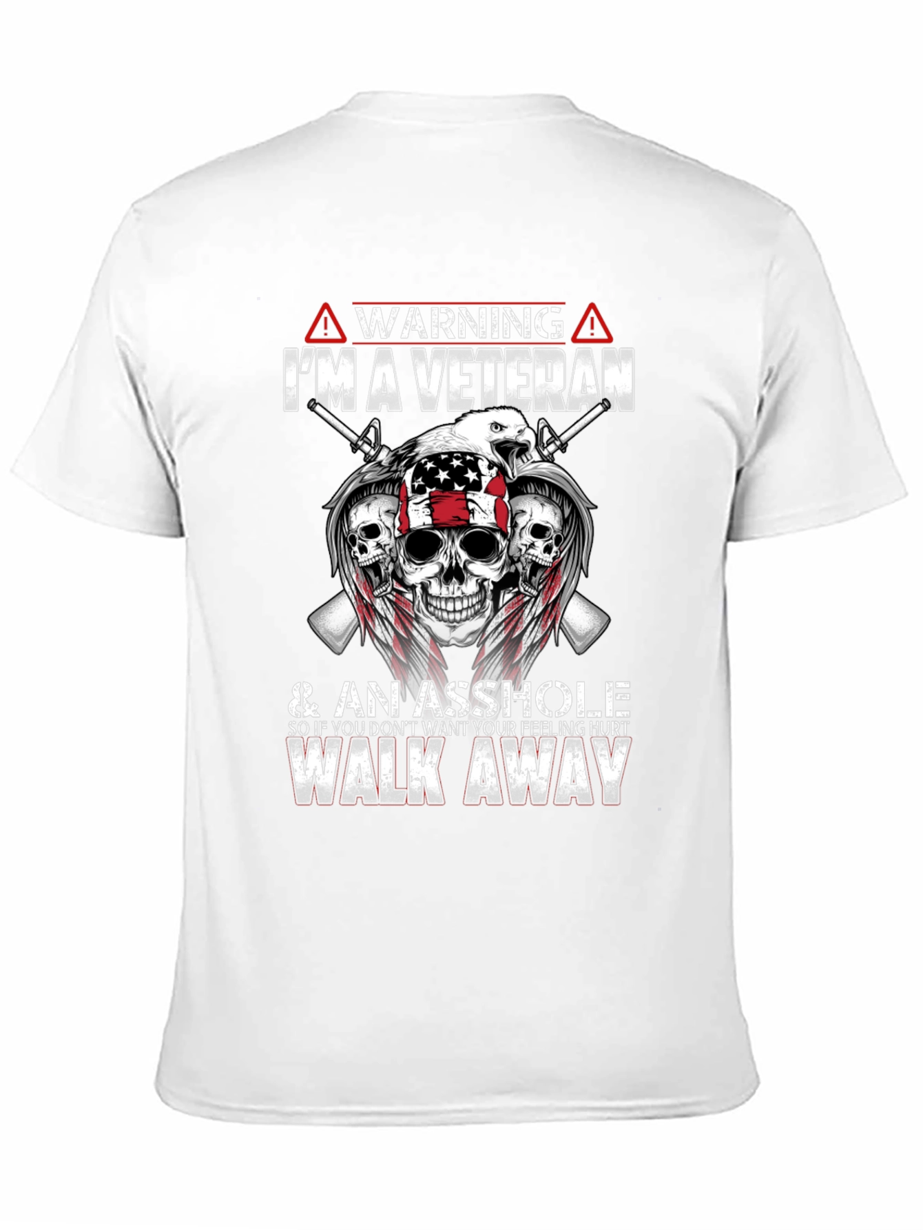 Warning Veteran Graphic Tee - Black